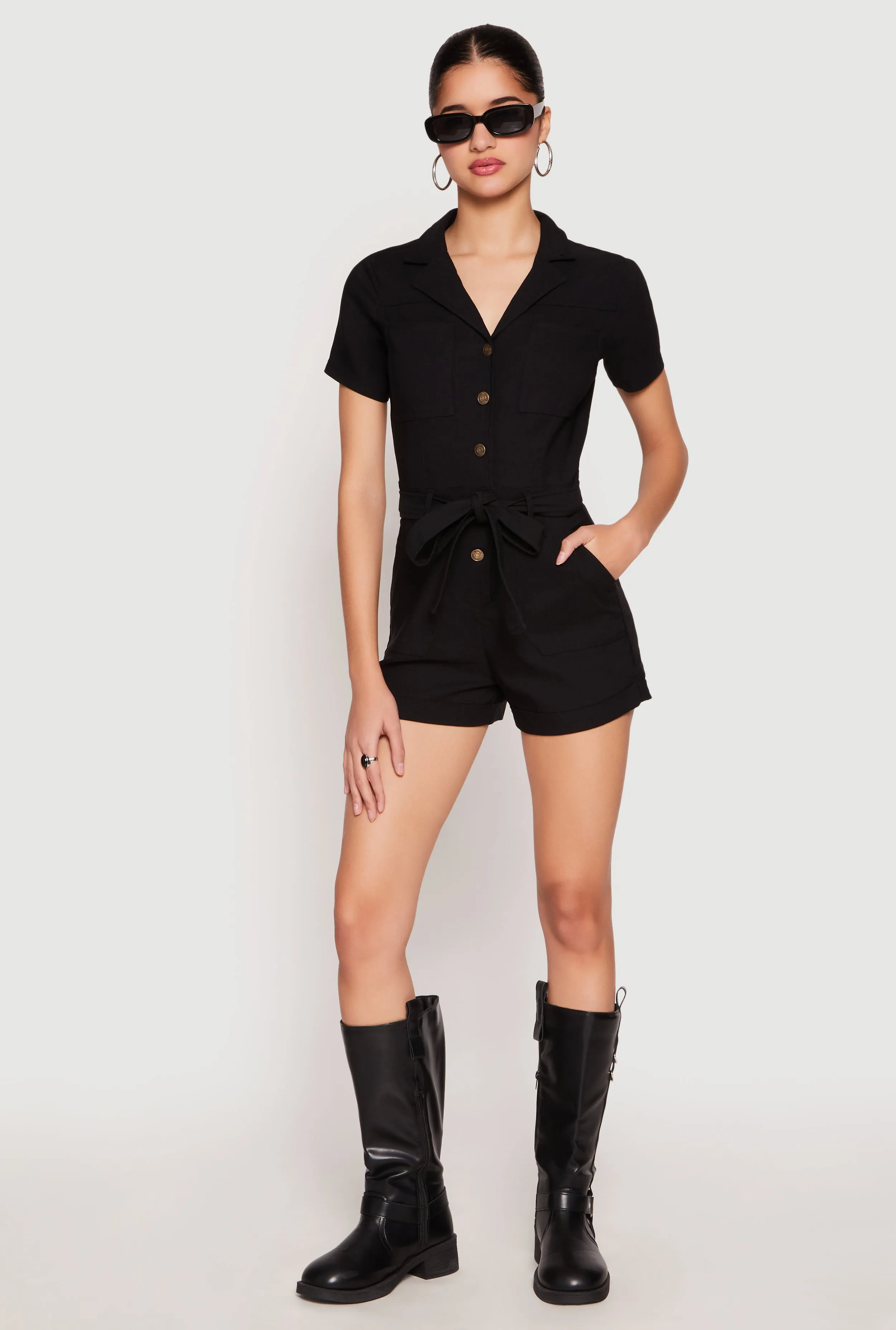 Haute Monde Tie Waist Belted Romper sold by Rainbow product image thumbnail 2