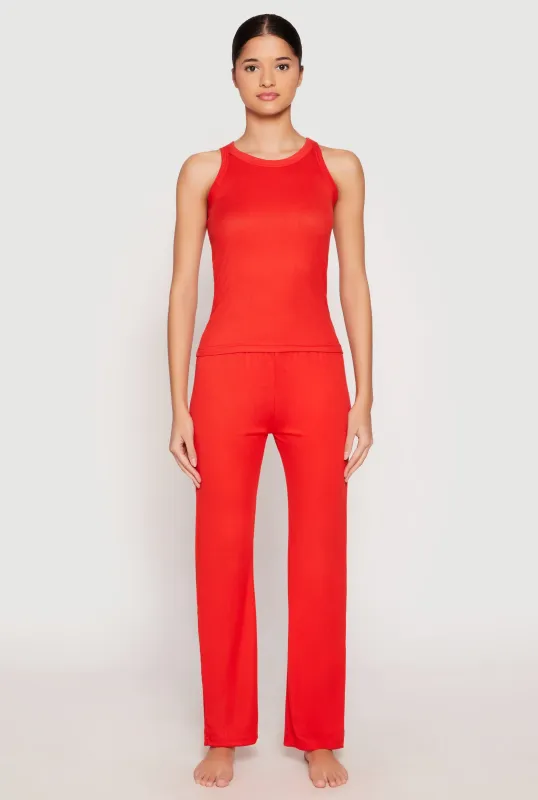 Ribbed Knit Pajama Tank Top and Pants sold by Rainbow