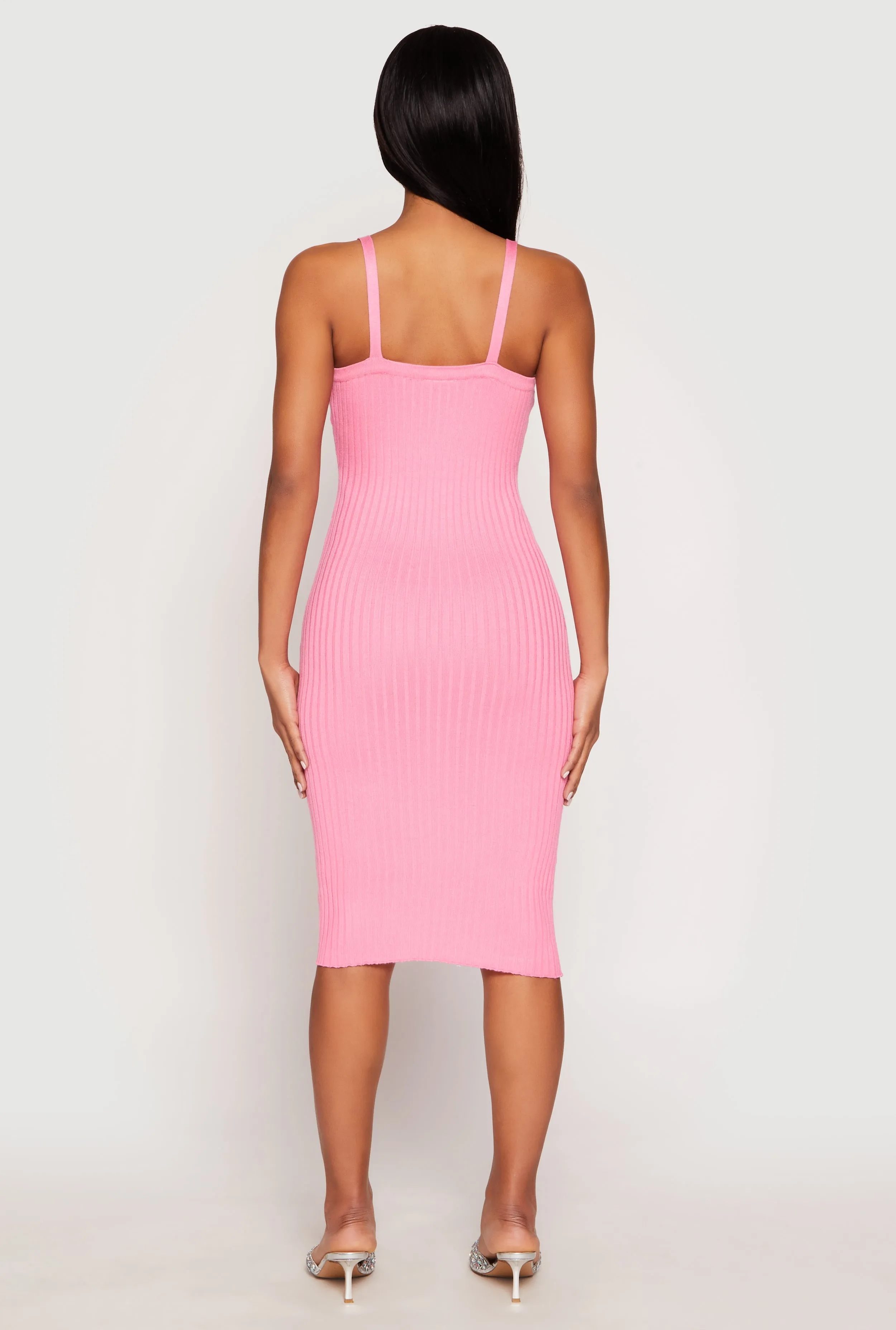 Ribbed Knit V Neck Midi Dress sold by Rainbow product image thumbnail 5