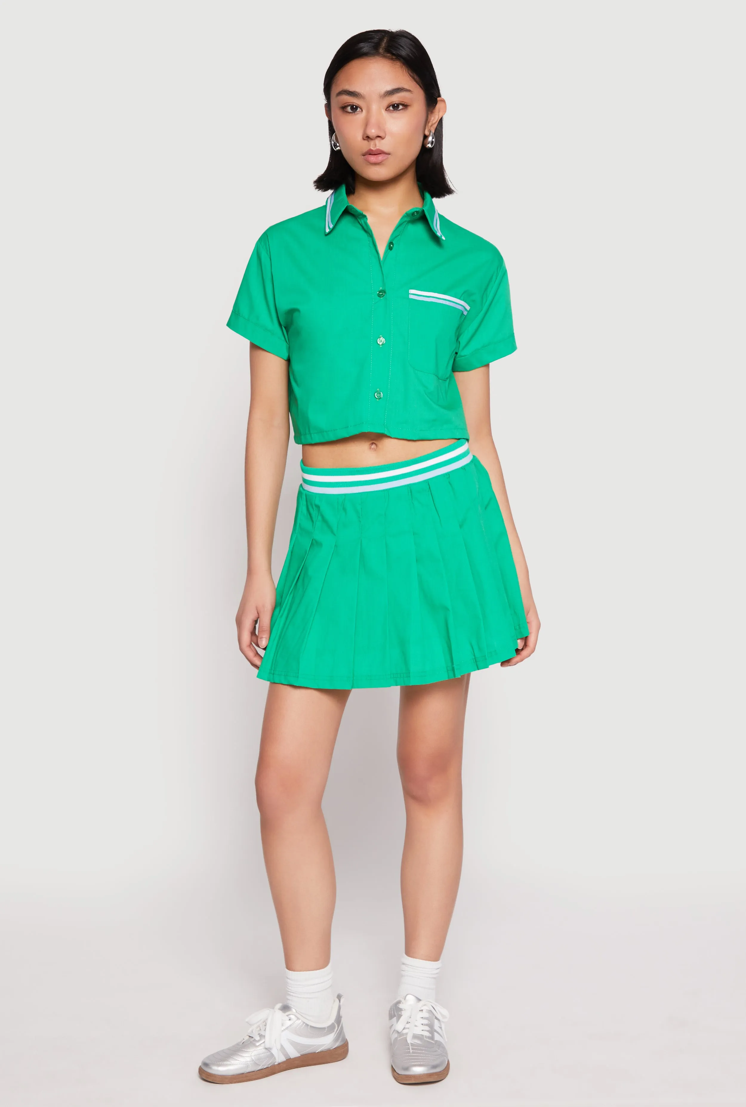 Poplin Varsity Stripe Cropped Shirt sold by Rainbow product image thumbnail 3