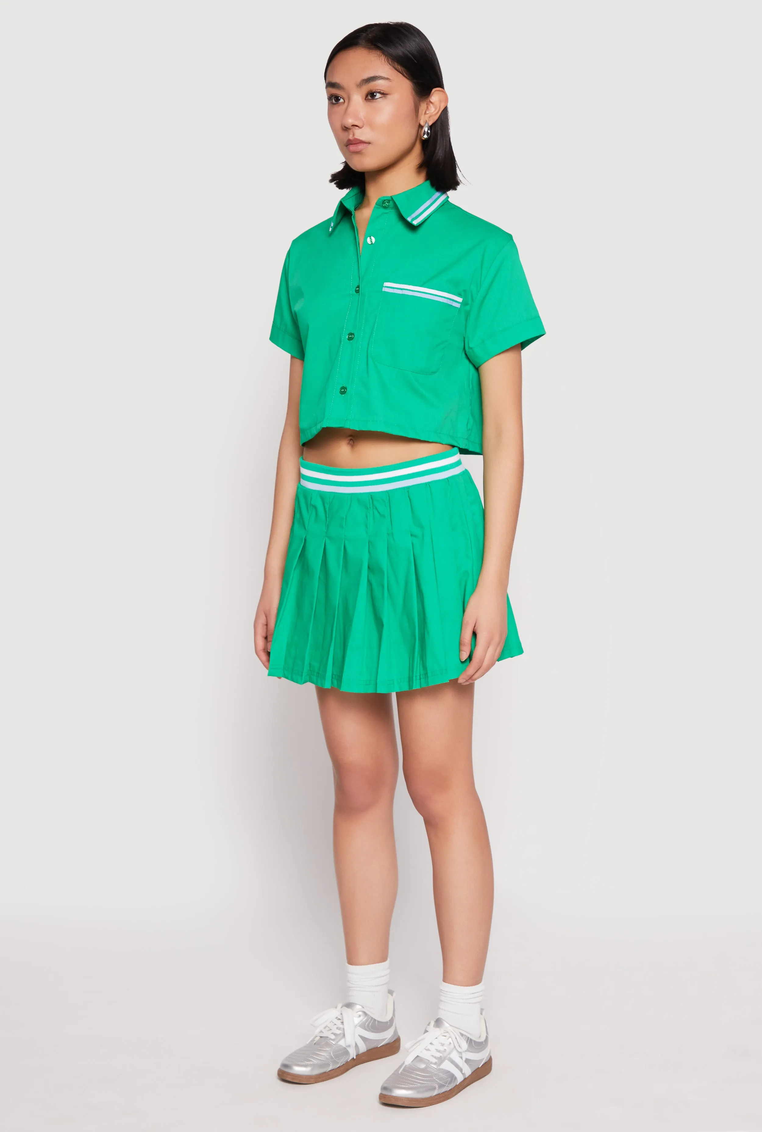 Poplin Varsity Stripe Cropped Shirt sold by Rainbow product image thumbnail 5