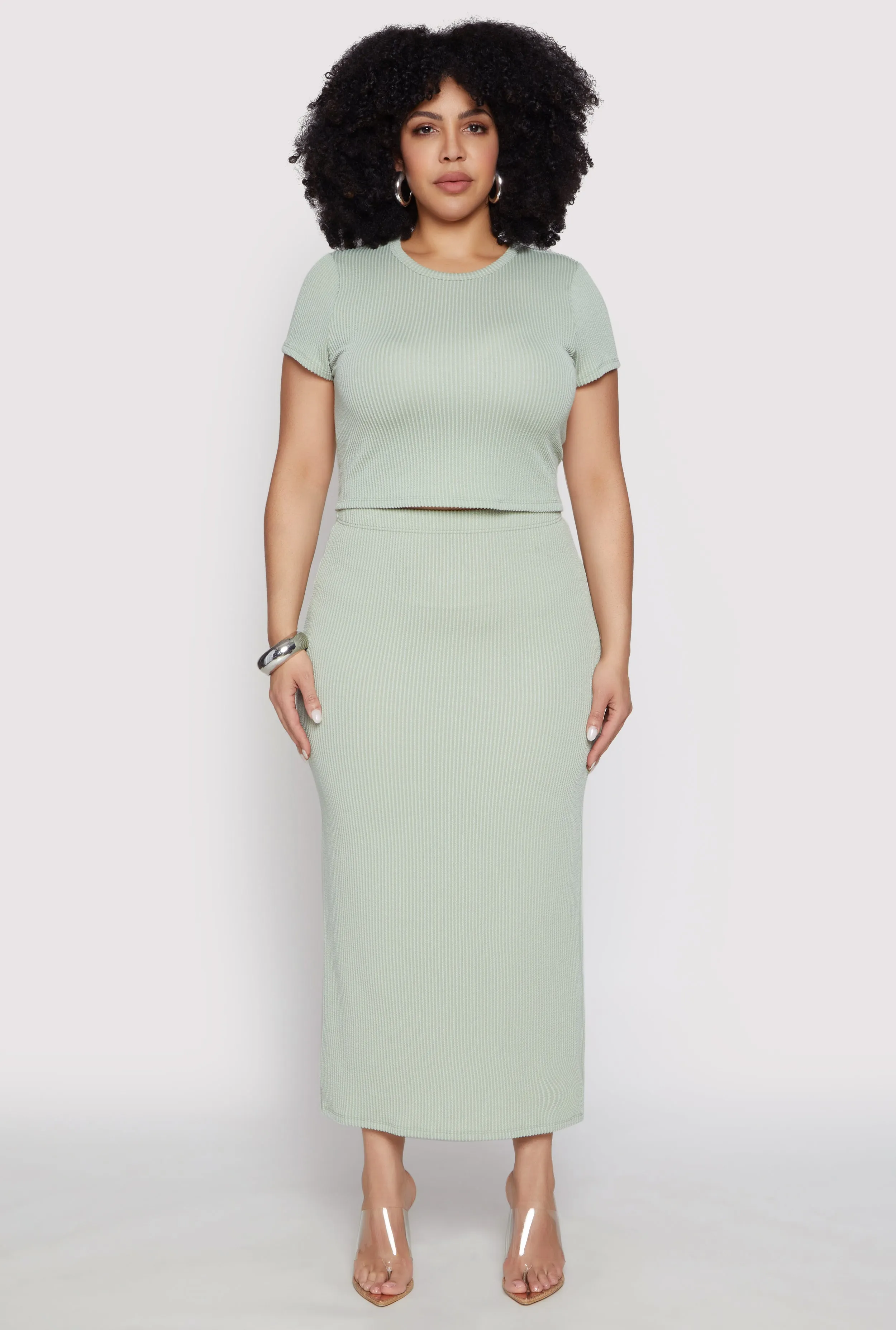 Plus Size Almost Famous Ribbed Knit Skirt sold by Rainbow