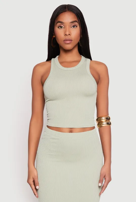 Almost Famous Ribbed Knit Racerback Tank Top sold by Rainbow
