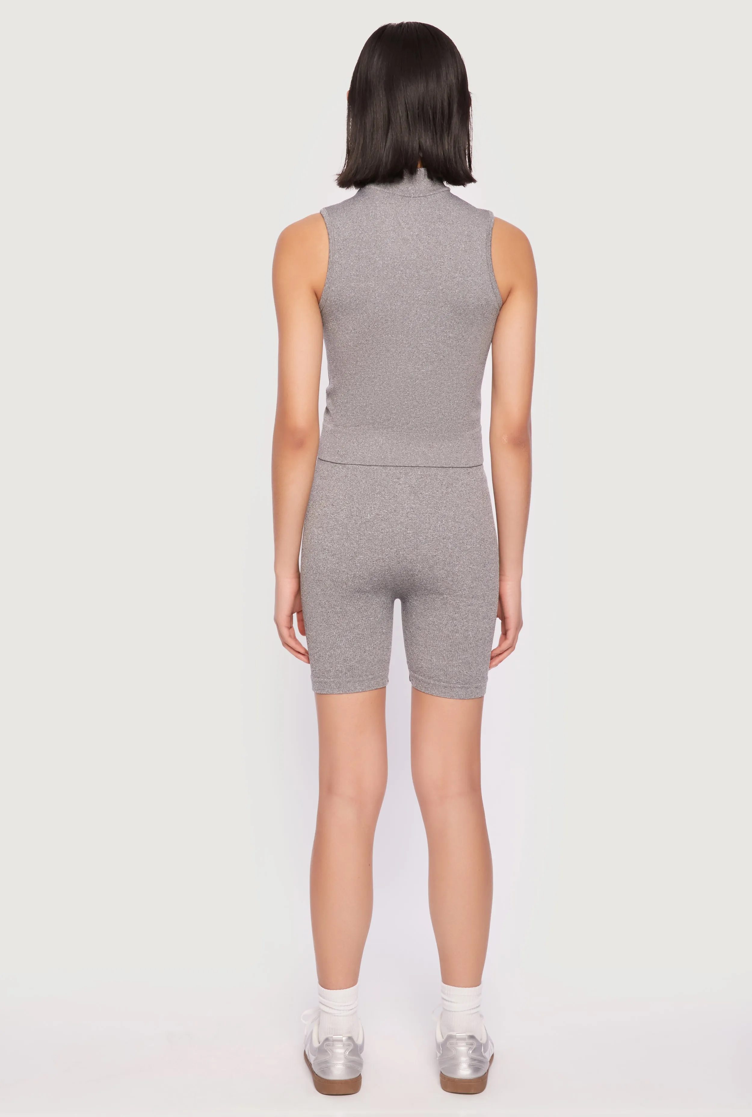 Seamless Rib Knit Mock Neck Tank Top and Biker Shorts sold by Rainbow product image thumbnail 5