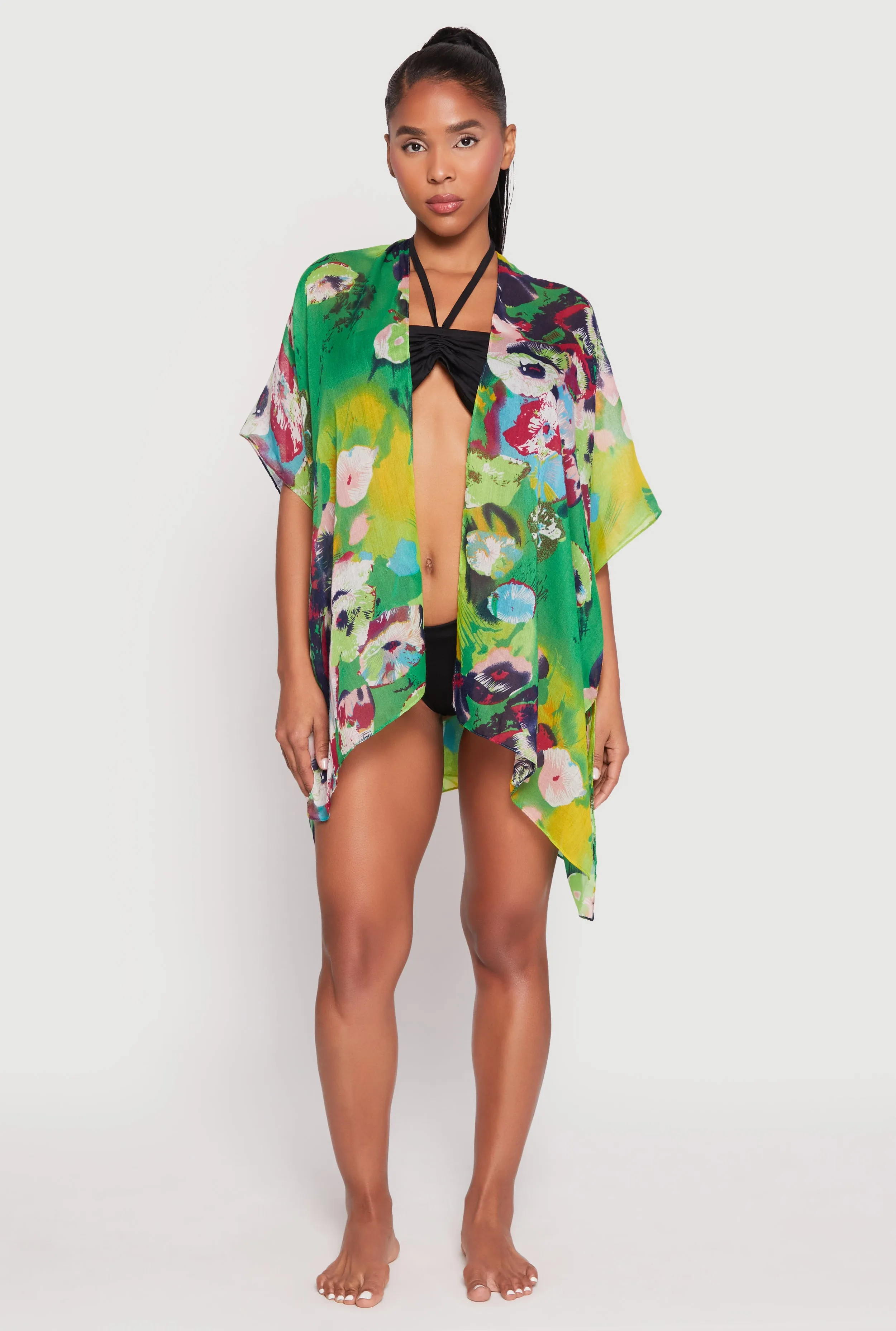 Abstract Floral Print Cover Up Kimono sold by Rainbow product image thumbnail 2