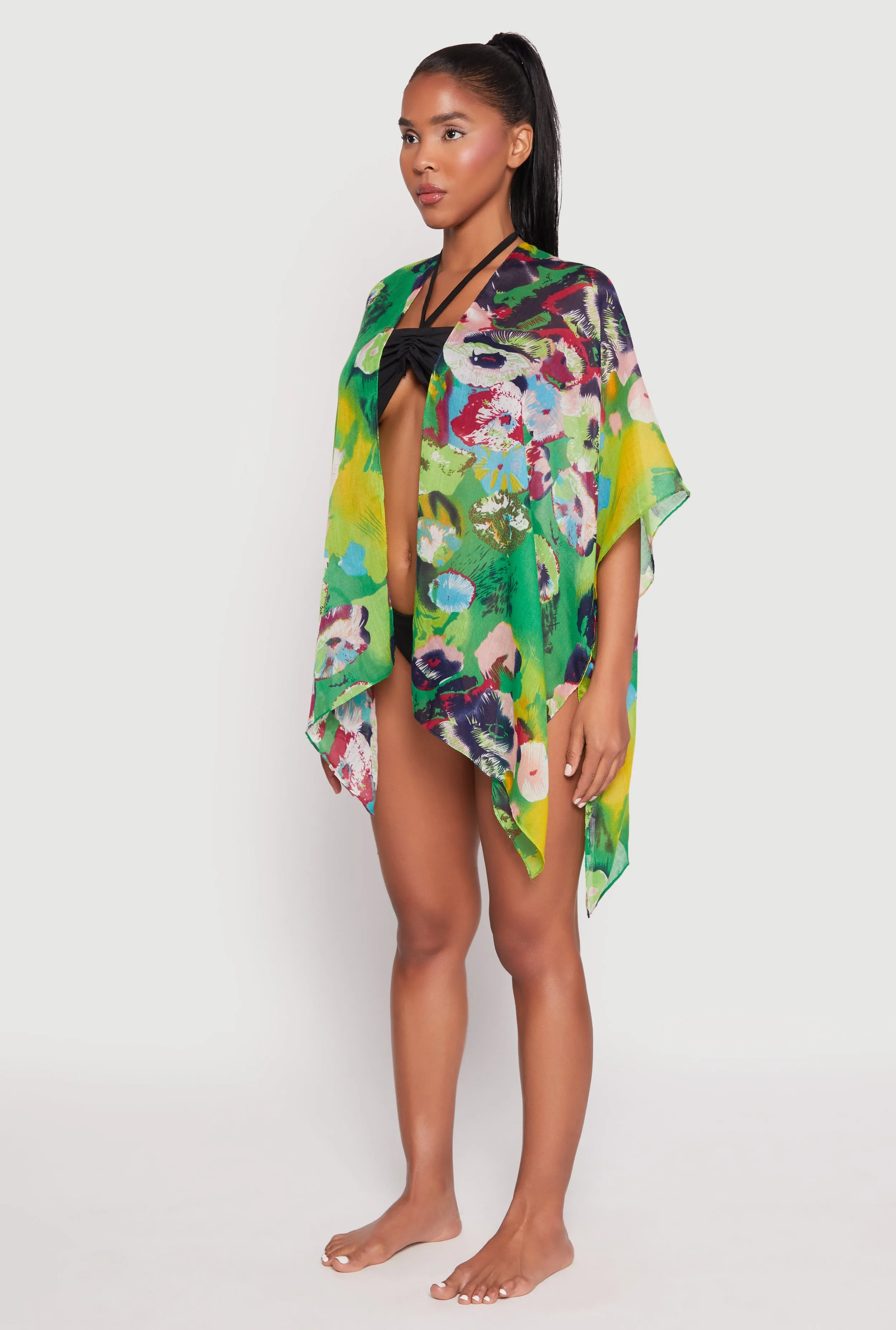 Abstract Floral Print Cover Up Kimono sold by Rainbow product image thumbnail 3