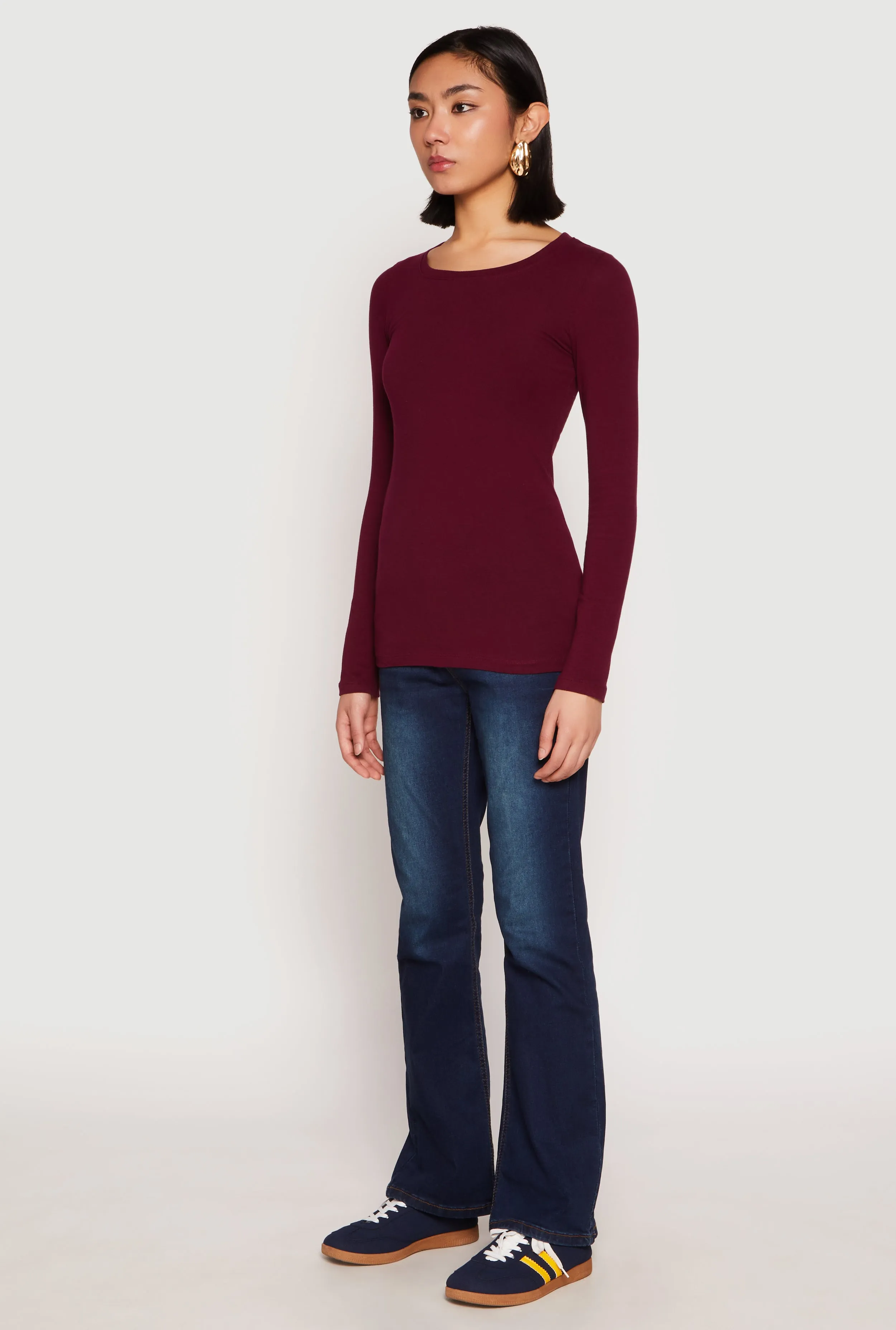 Basic Long Sleeve Crew Neck T Shirt sold by Rainbow product image thumbnail 5