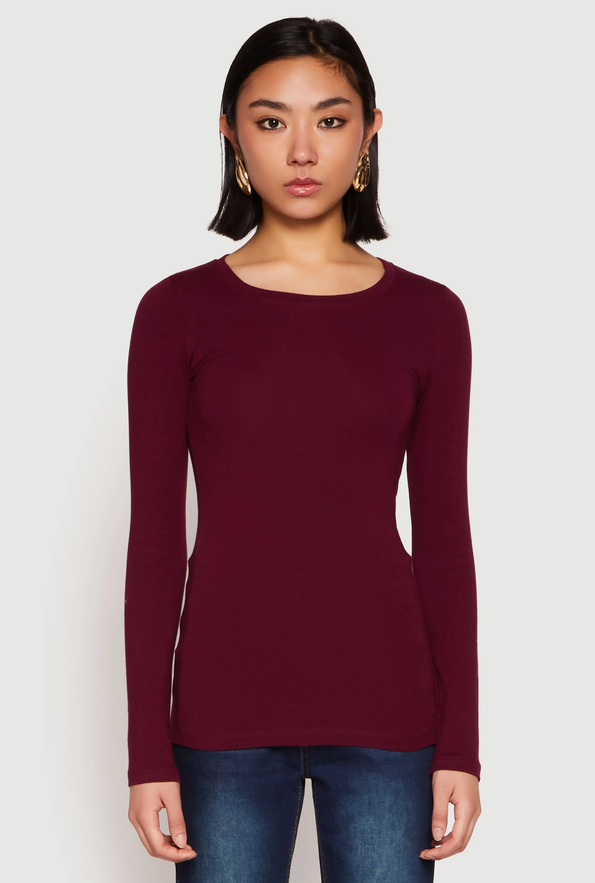 Basic Long Sleeve Crew Neck T Shirt sold by Rainbow product image thumbnail 2