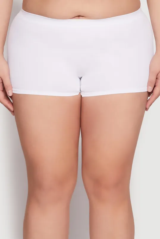 Plus Size Seamless Rib Knit Boyshort Panty sold by Rainbow