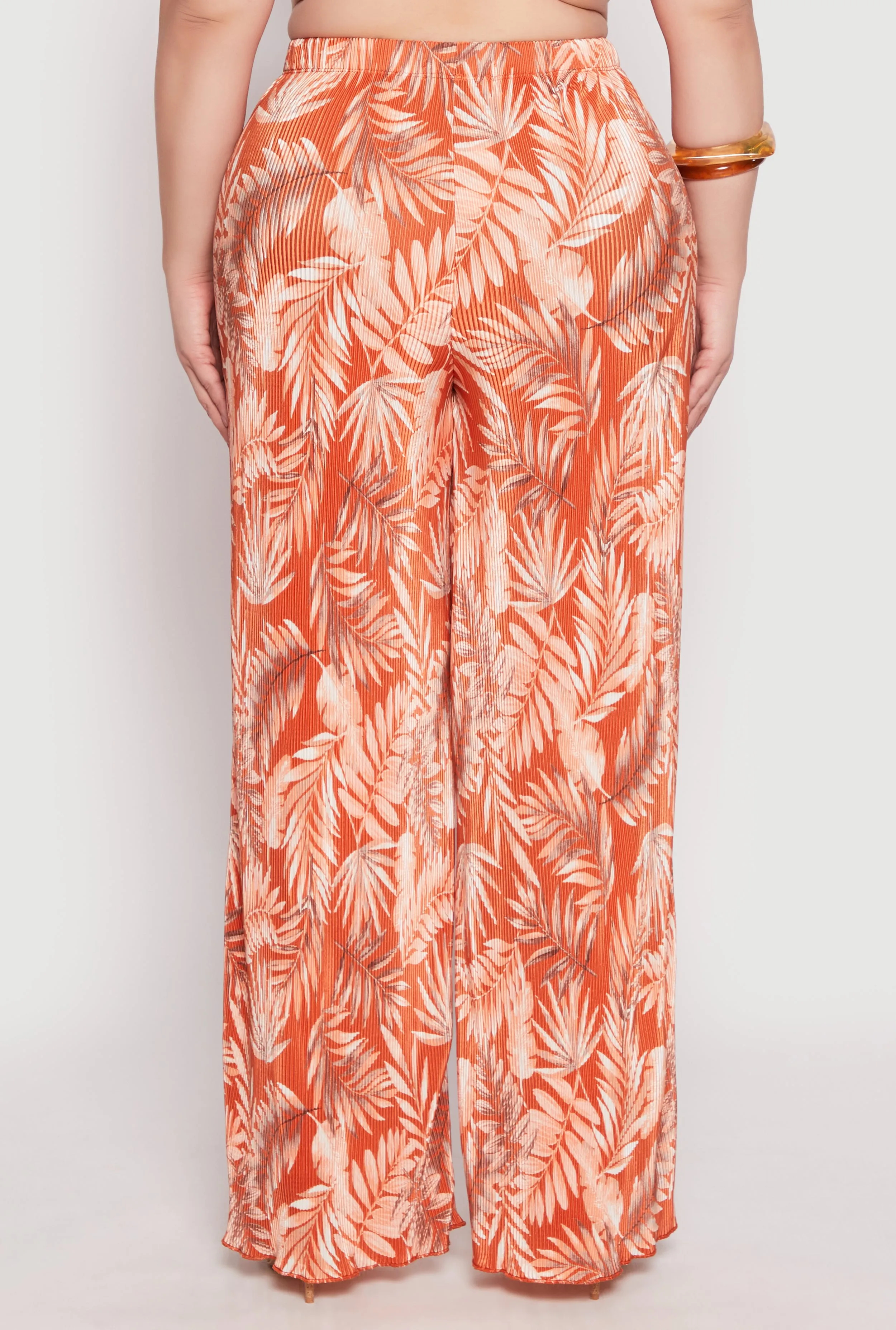 Plus Size Almost Famous Plisse Leaf Print Pants sold by Rainbow product image thumbnail 5