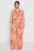 Plus Size Almost Famous Plisse Leaf Print Pants sold by Rainbow