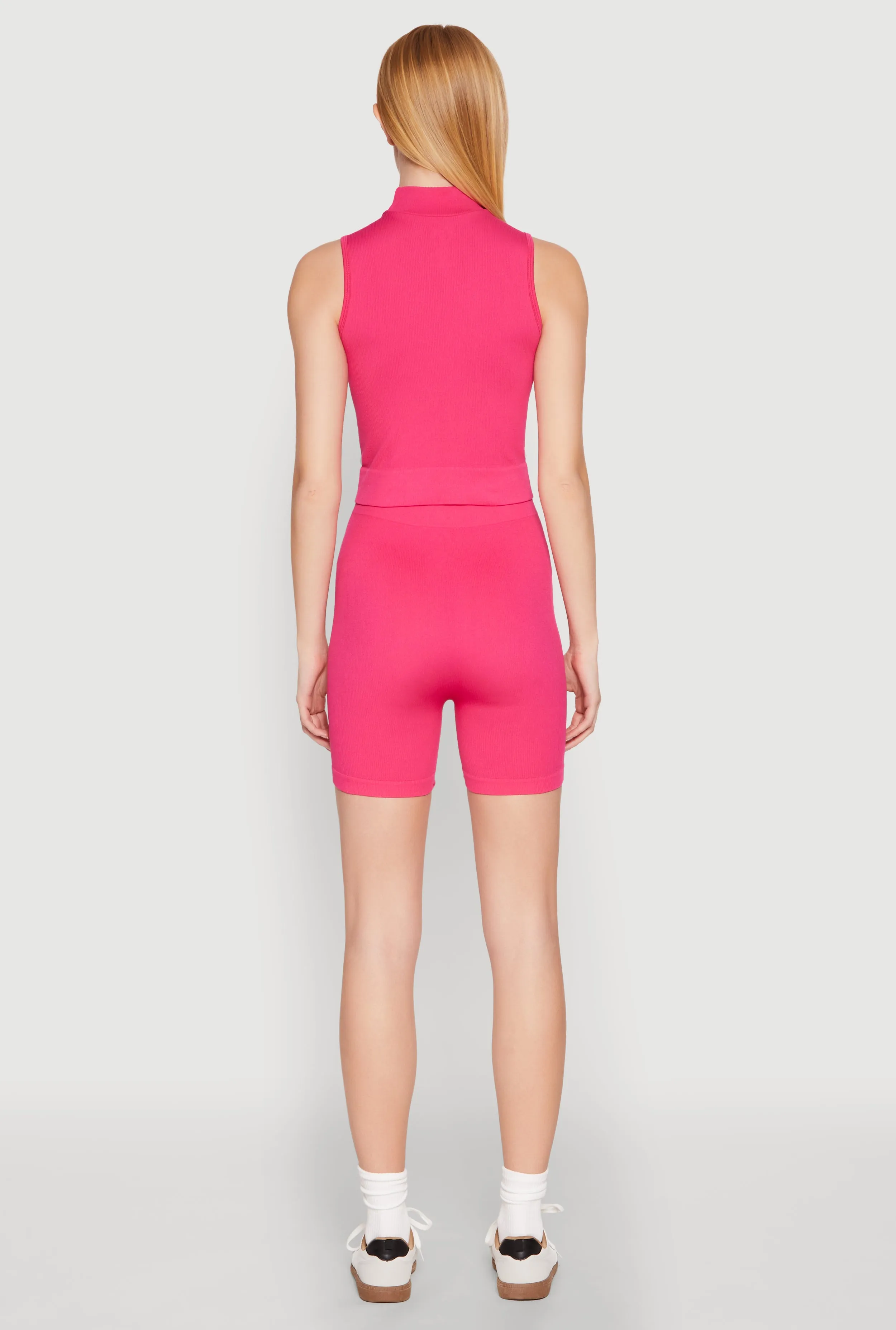 Seamless Rib Knit Mock Neck Tank Top and Biker Shorts sold by Rainbow product image thumbnail 5
