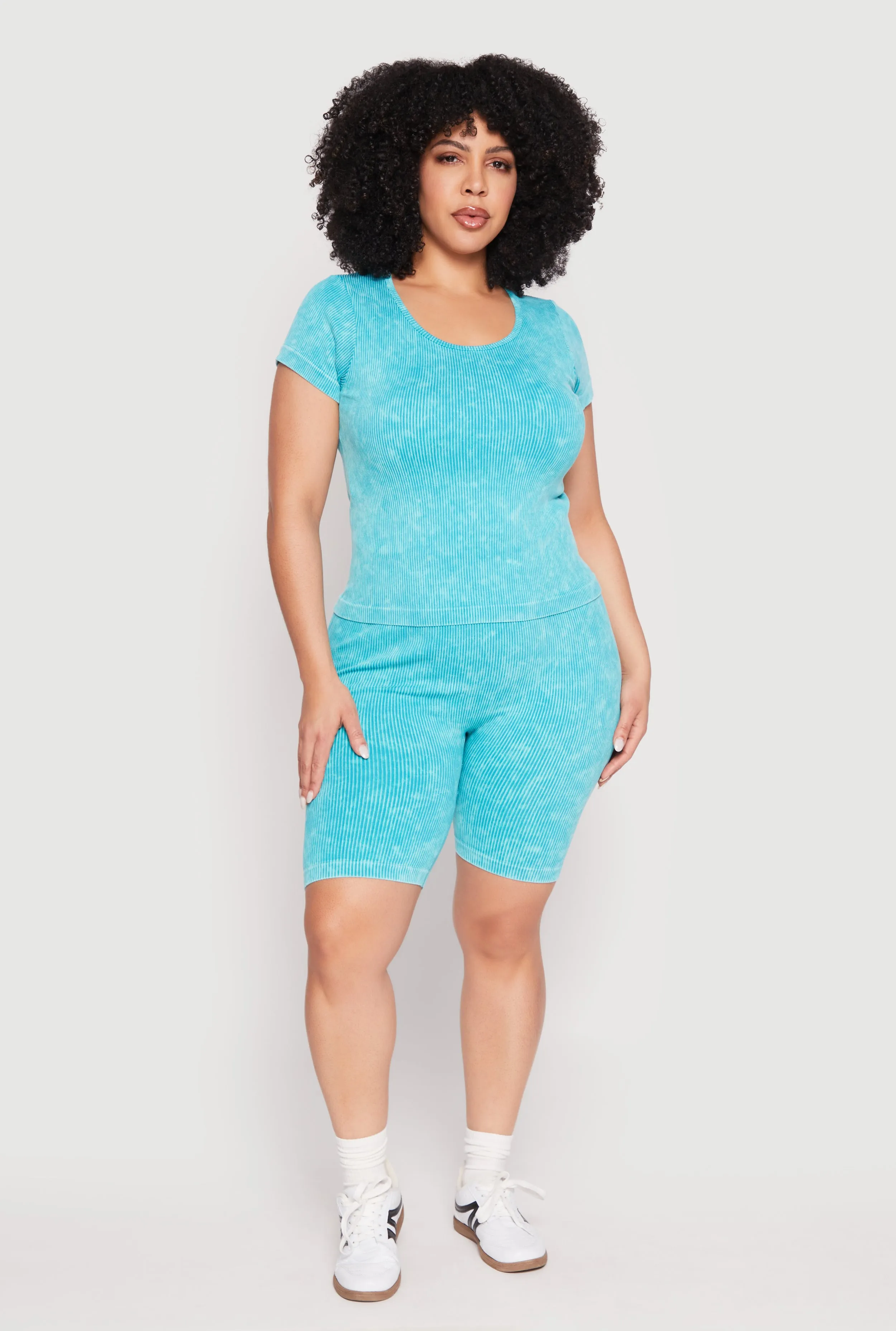 Plus Size Compression Rib Seamless Mineral Wash Top sold by Rainbow product image thumbnail 3