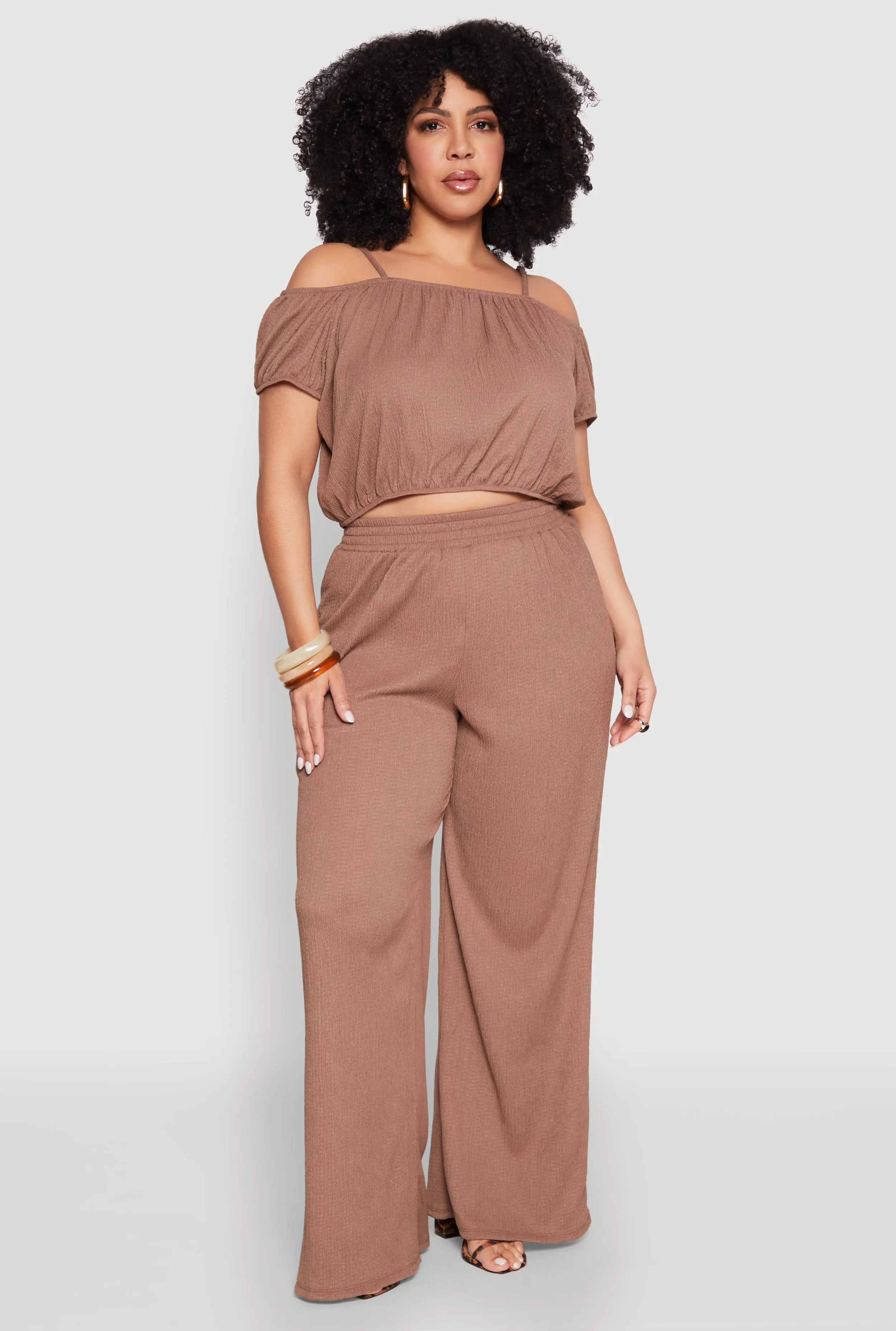 Plus Size Almost Famous Textured Knit Wide Leg Pants sold by Rainbow product image thumbnail 2