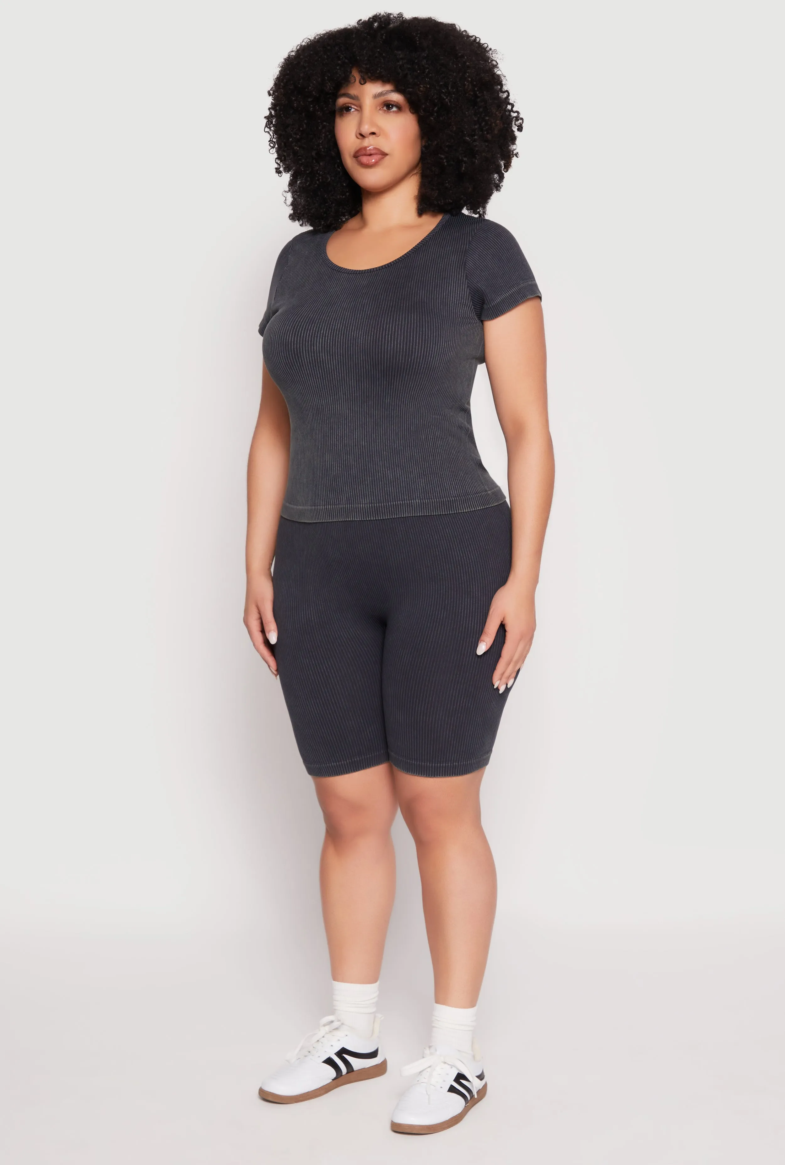 Plus Size Compression Rib Seamless Mineral Wash Top sold by Rainbow product image thumbnail 5