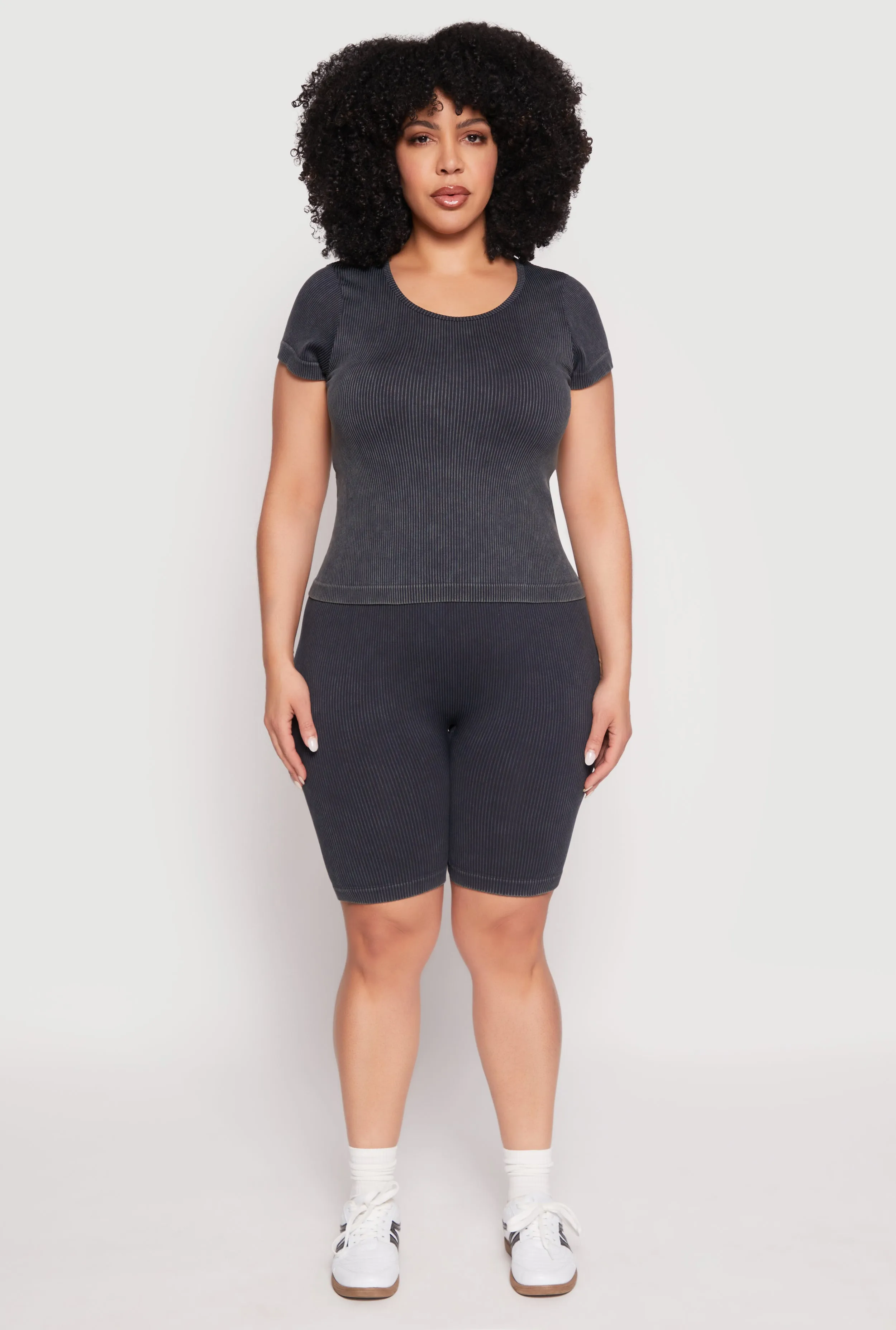 Plus Size Compression Rib Seamless Mineral Wash Top sold by Rainbow product image thumbnail 2