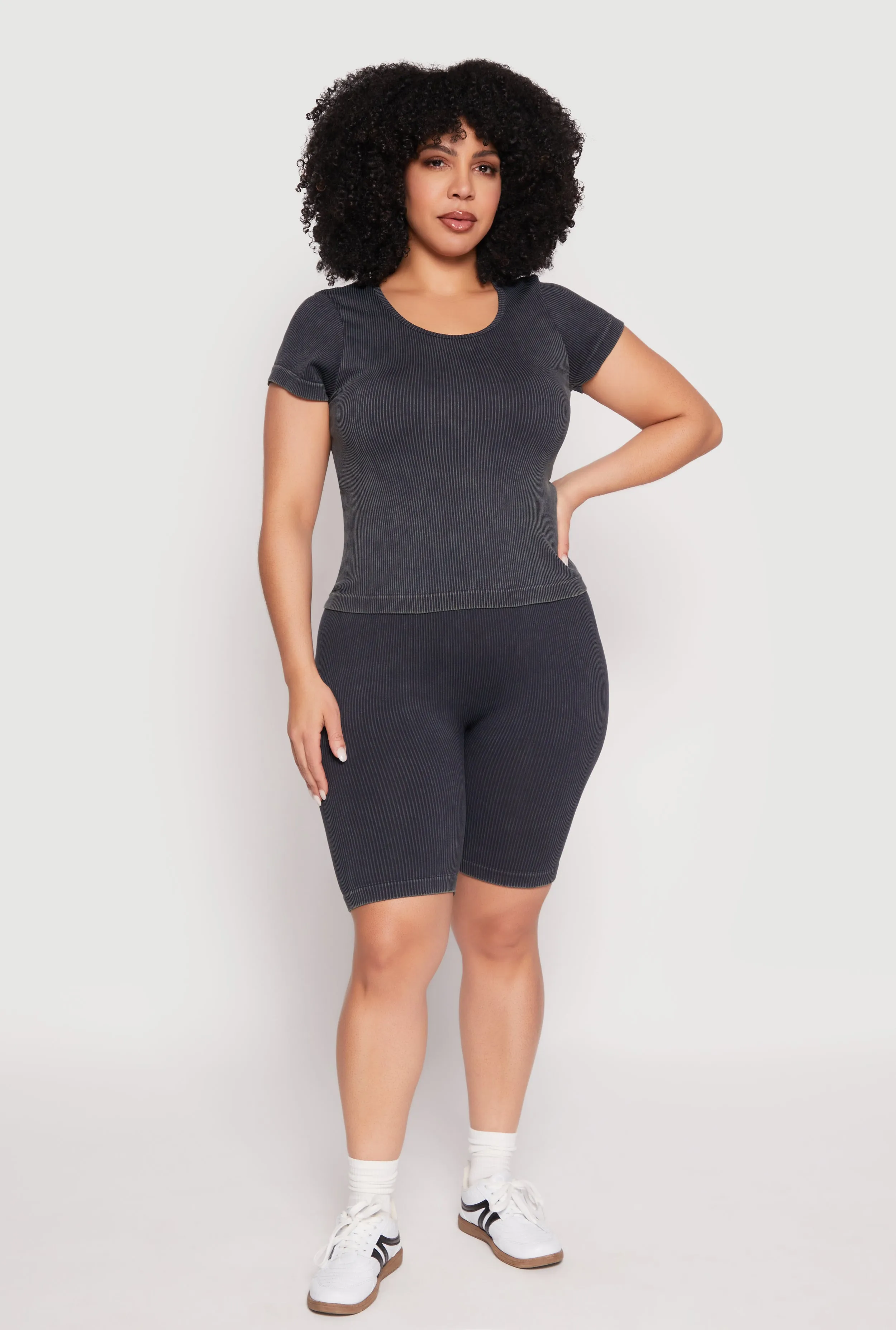 Plus Size Compression Rib Seamless Mineral Wash Top sold by Rainbow product image thumbnail 3