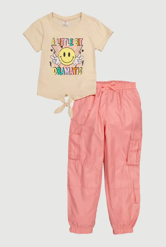 Girls A Little Bit Dramatic Graphic Tee and Cargo Joggers sold by Rainbow
