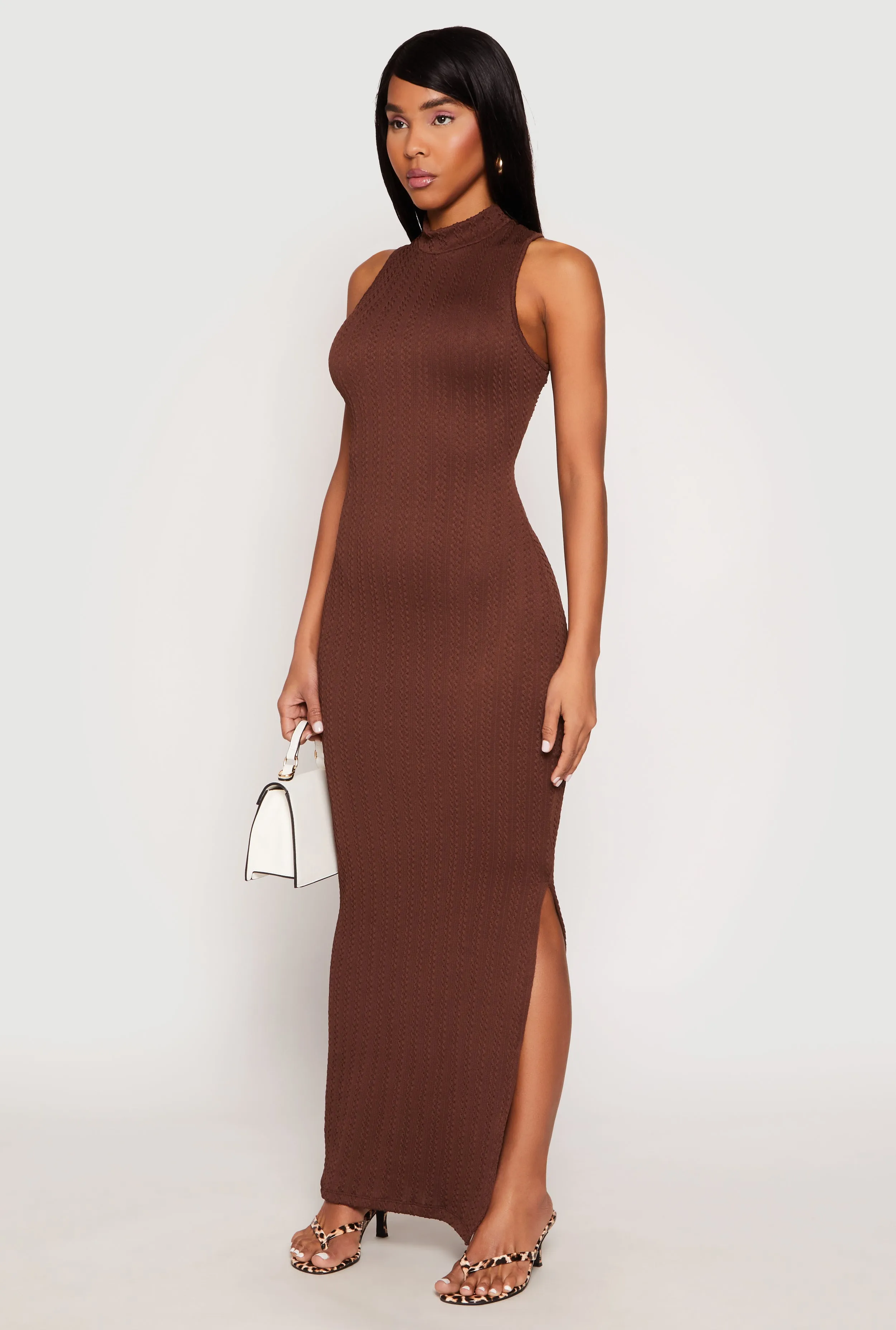 Textured Knit Turtleneck Maxi Dress sold by Rainbow product image thumbnail 3