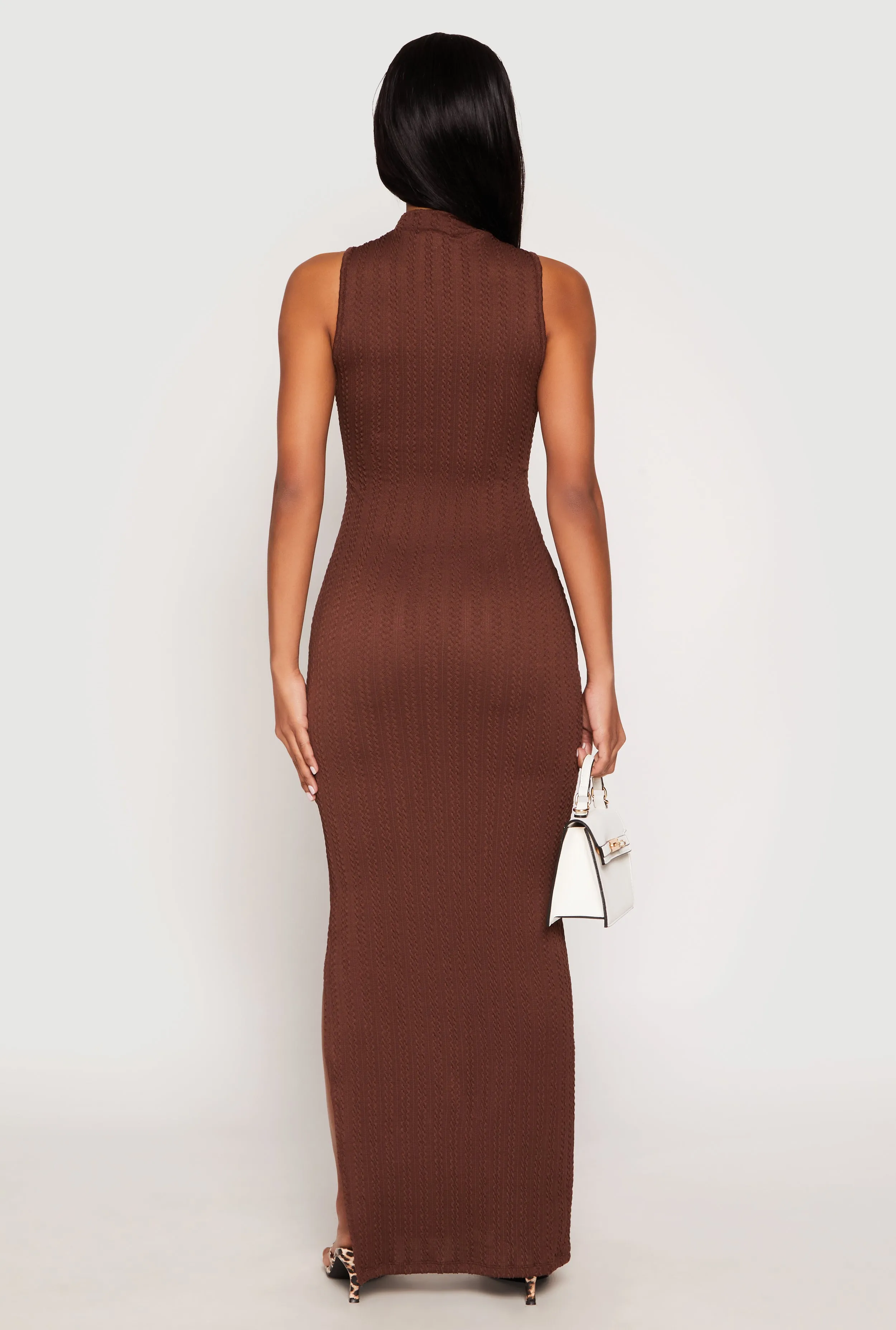 Textured Knit Turtleneck Maxi Dress sold by Rainbow product image thumbnail 5