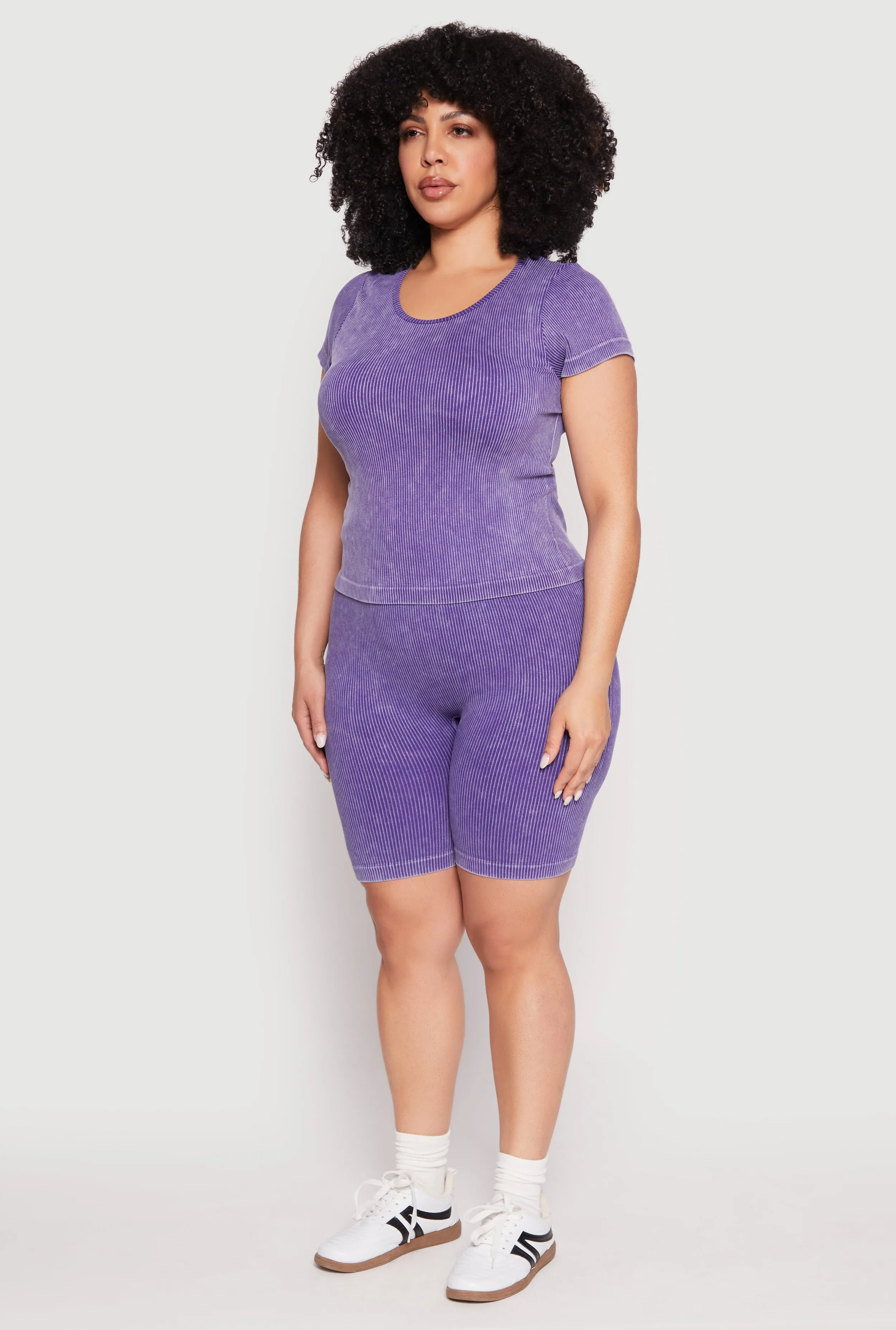 Plus Size Compression Rib Seamless Mineral Wash Top sold by Rainbow product image thumbnail 5