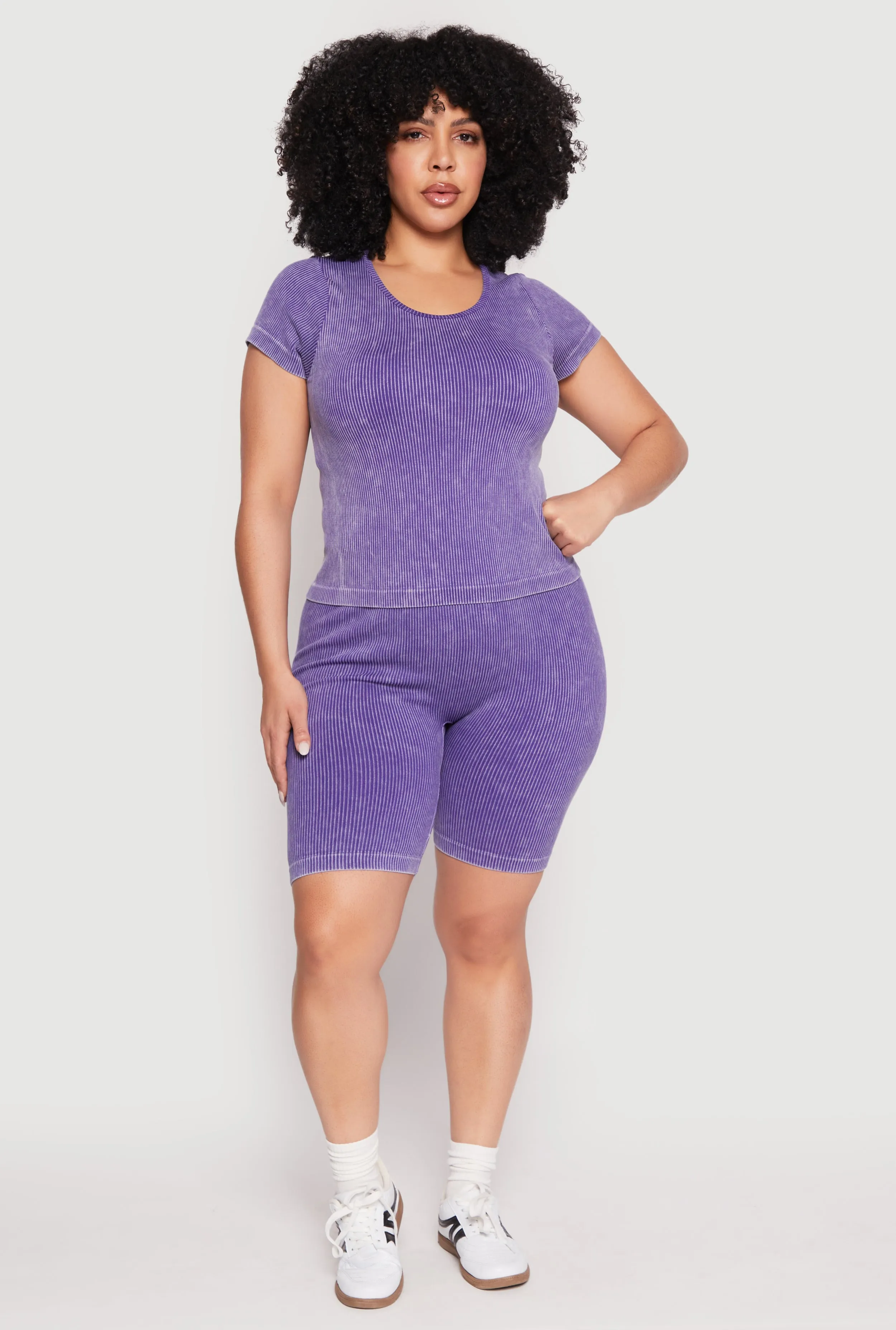 Plus Size Compression Rib Seamless Mineral Wash Top sold by Rainbow product image thumbnail 3