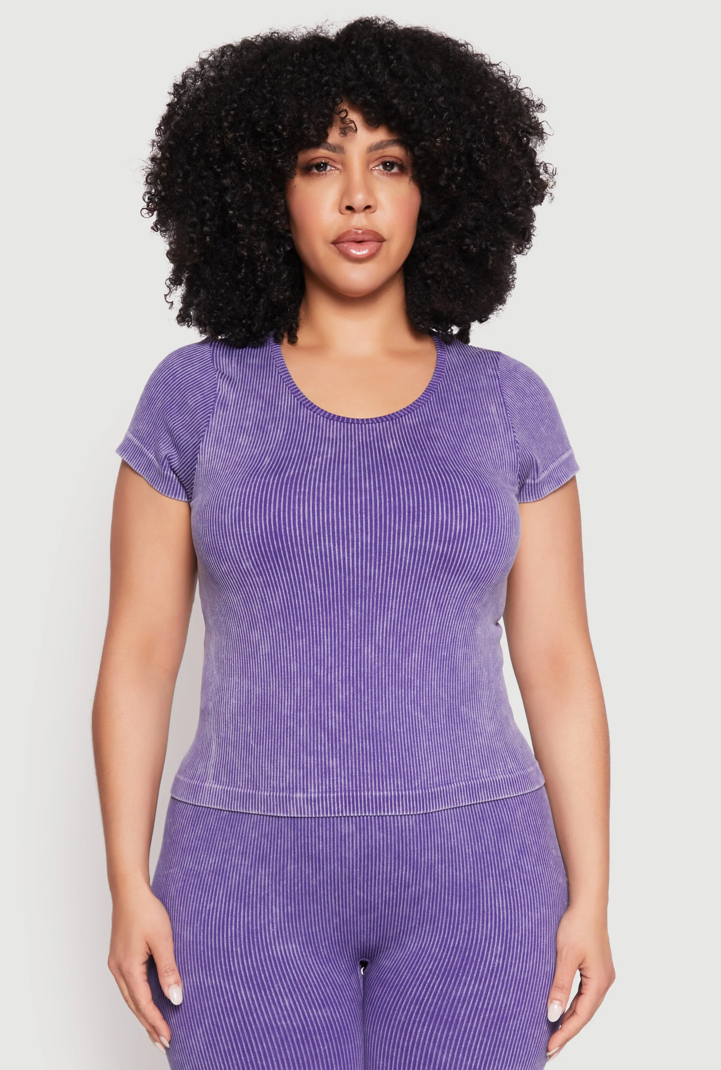 Plus Size Compression Rib Seamless Mineral Wash Top sold by Rainbow