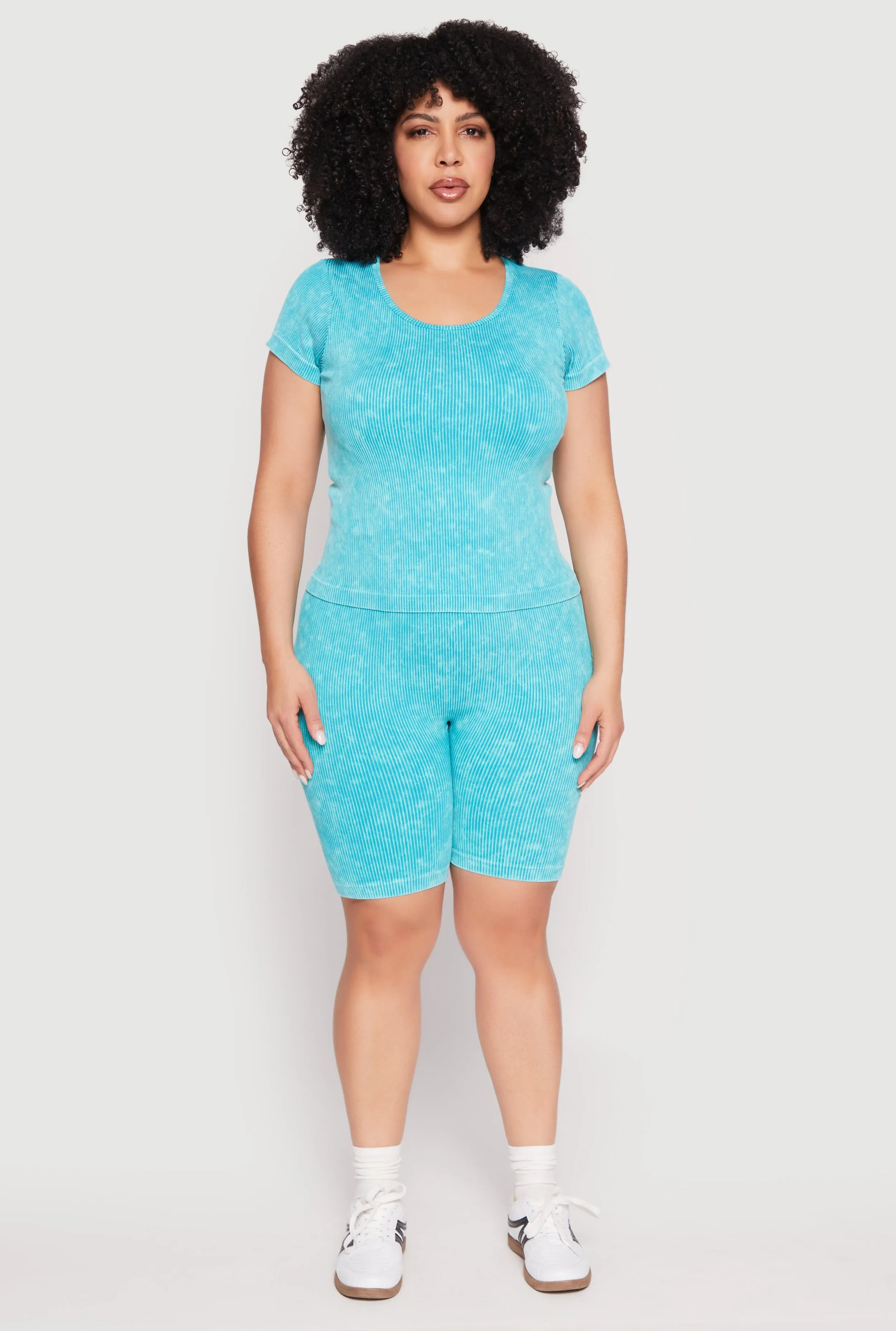 Plus Size Seamless Mineral Wash Biker Shorts sold by Rainbow