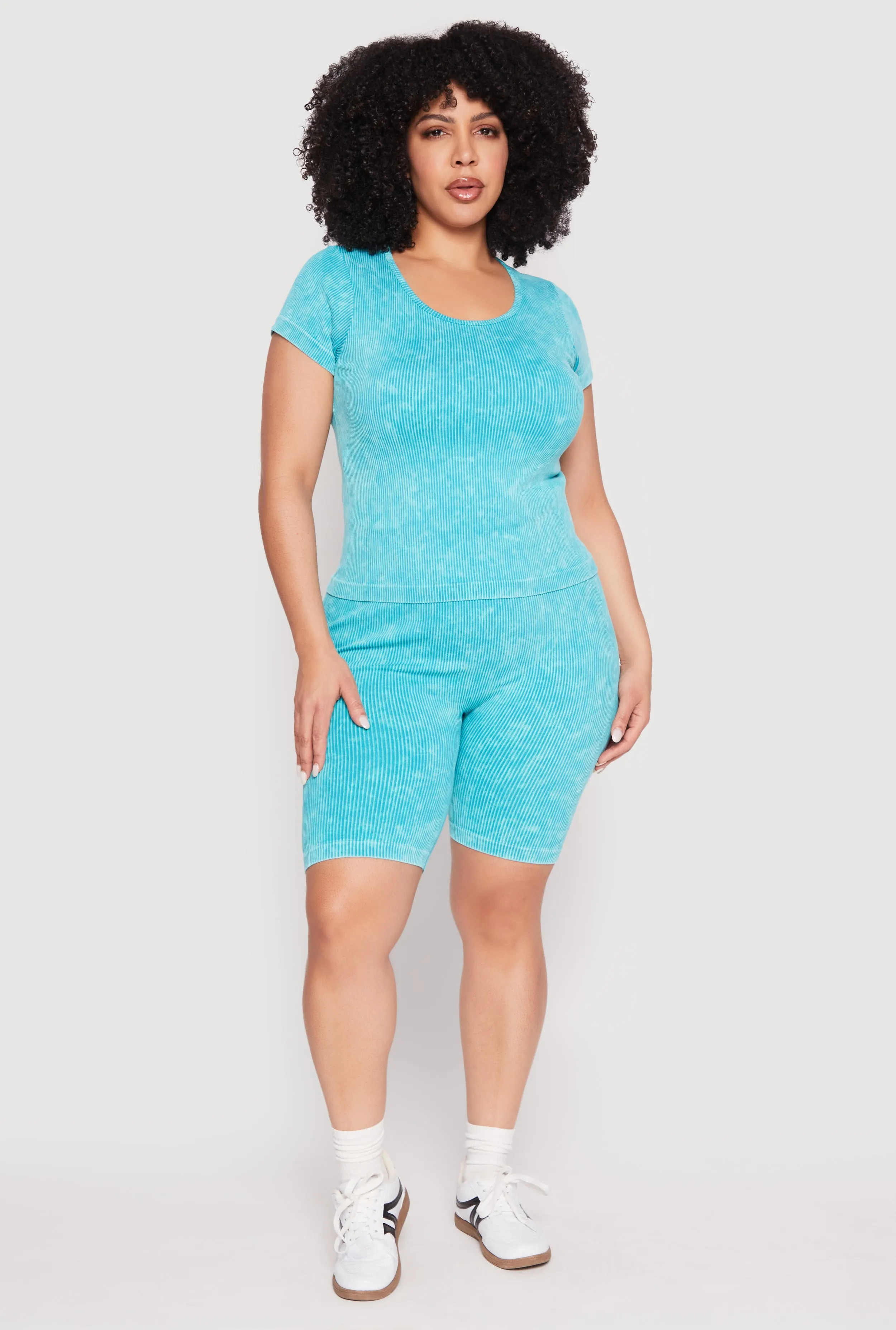 Plus Size Seamless Mineral Wash Biker Shorts sold by Rainbow product image thumbnail 2