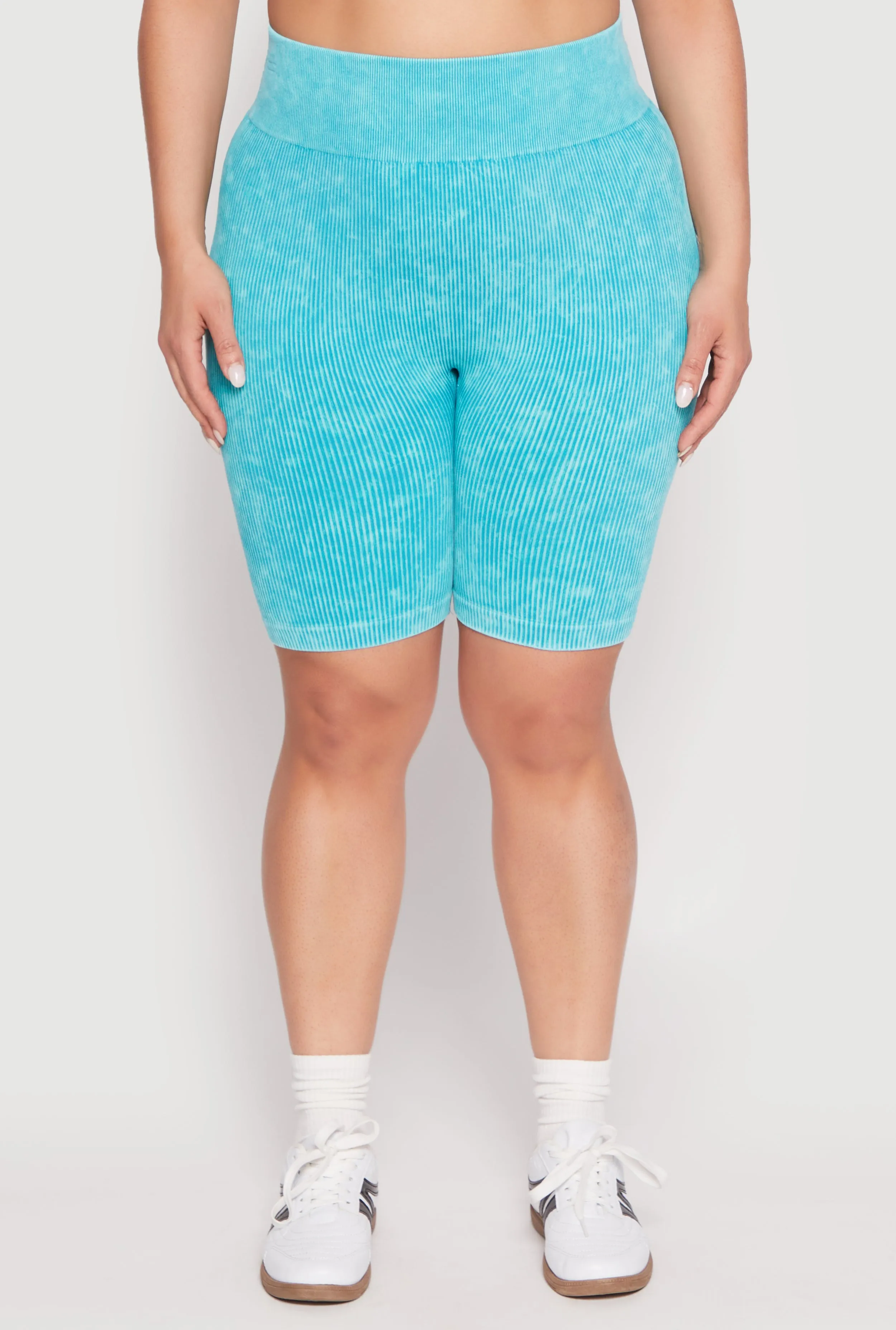 Plus Size Seamless Mineral Wash Biker Shorts sold by Rainbow product image thumbnail 3