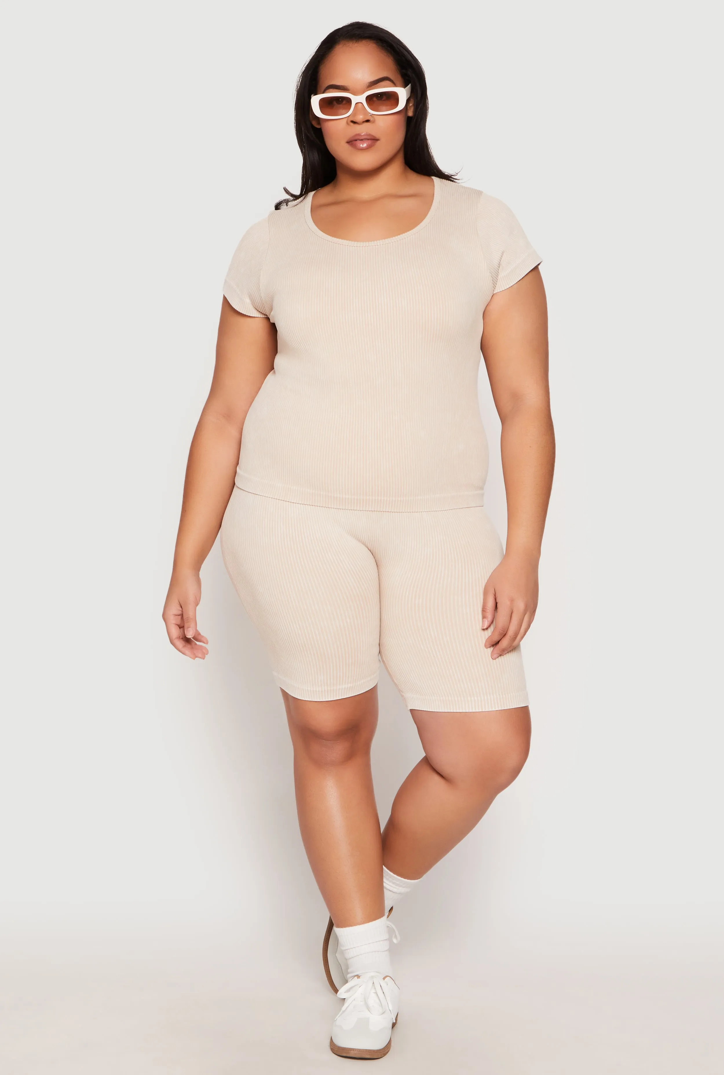 Plus Size Seamless Mineral Wash Biker Shorts sold by Rainbow product image thumbnail 2