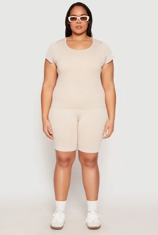 Plus Size Seamless Mineral Wash Biker Shorts sold by Rainbow