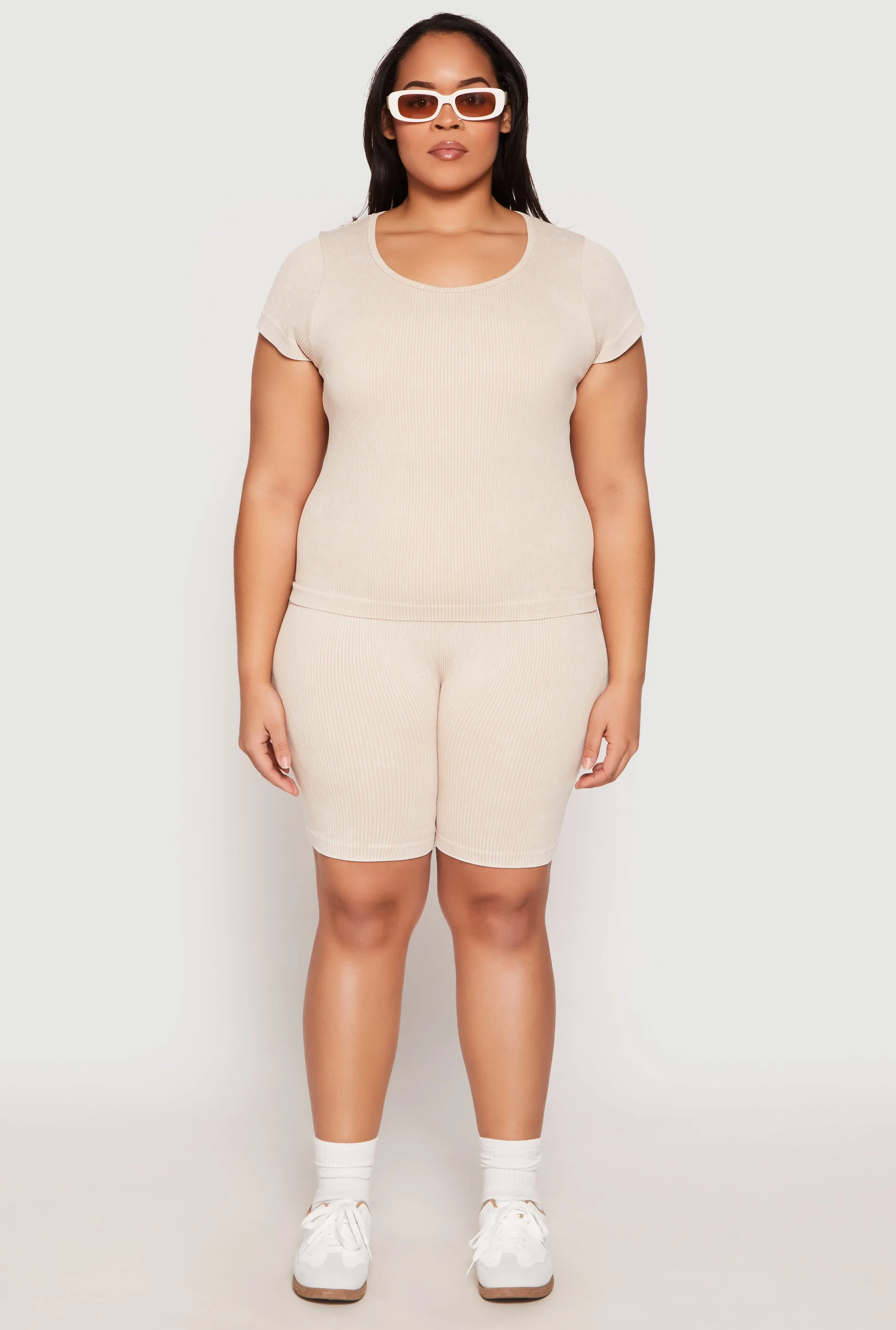 Plus Size Compression Rib Seamless Mineral Wash Top sold by Rainbow product image thumbnail 2