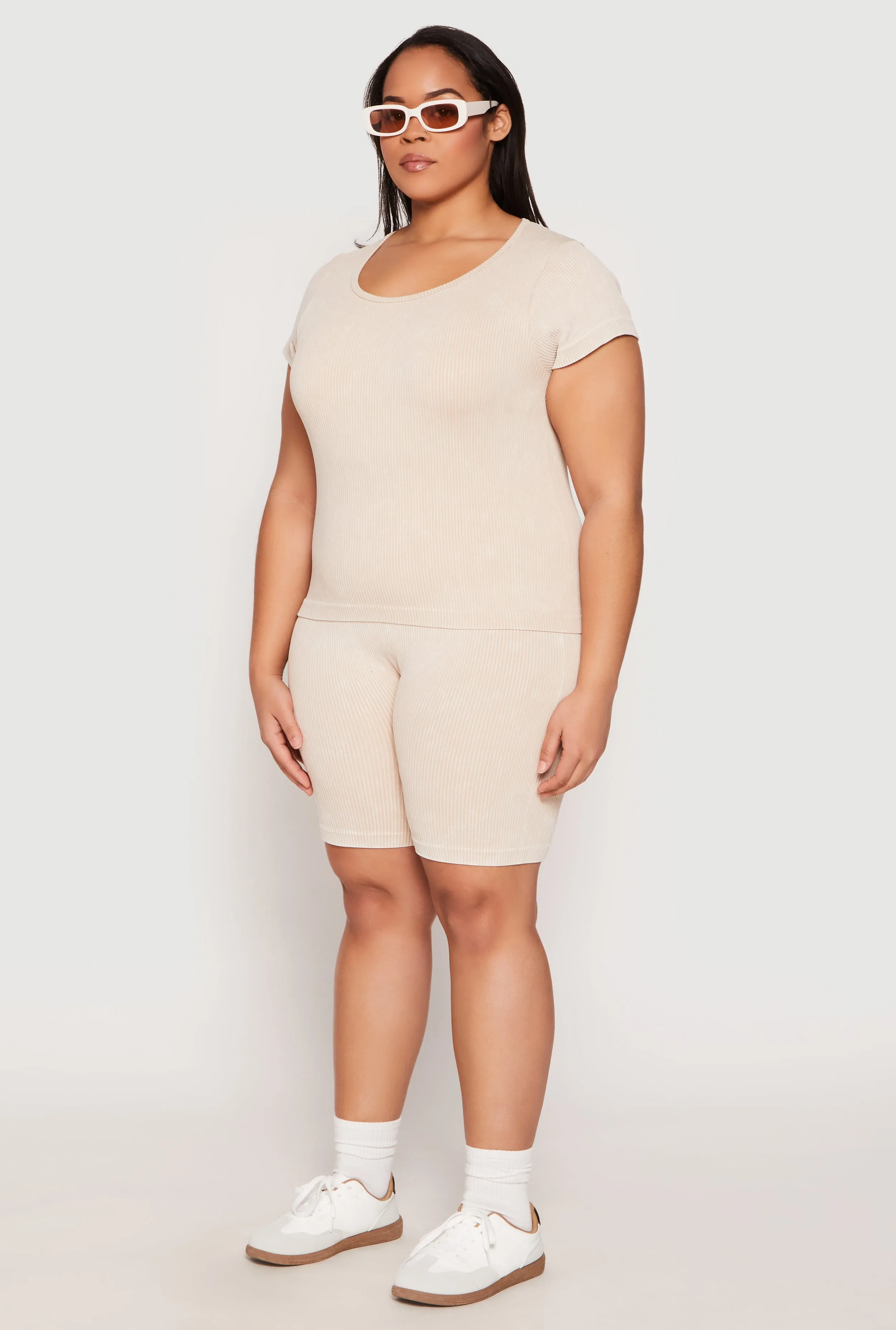 Plus Size Compression Rib Seamless Mineral Wash Top sold by Rainbow product image thumbnail 5