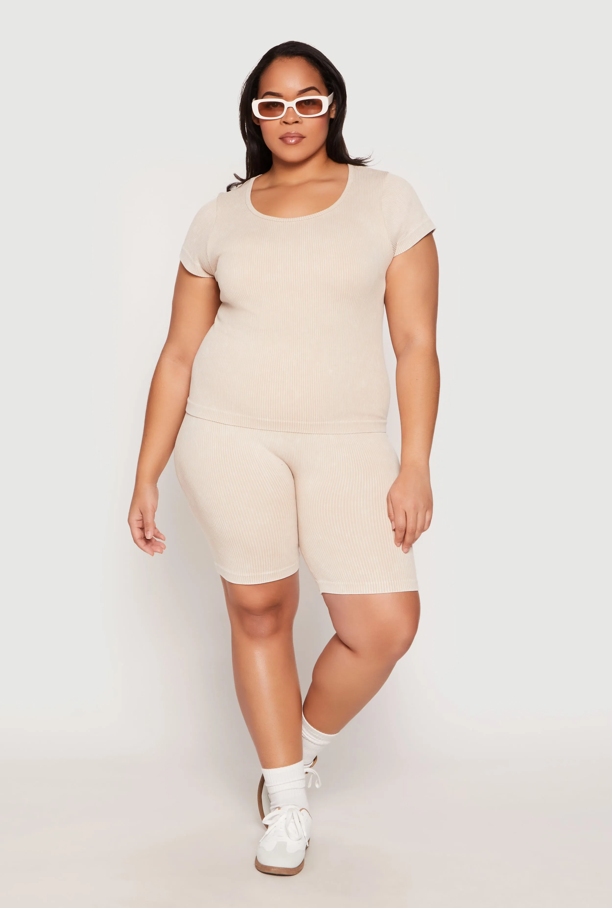 Plus Size Compression Rib Seamless Mineral Wash Top sold by Rainbow product image thumbnail 3