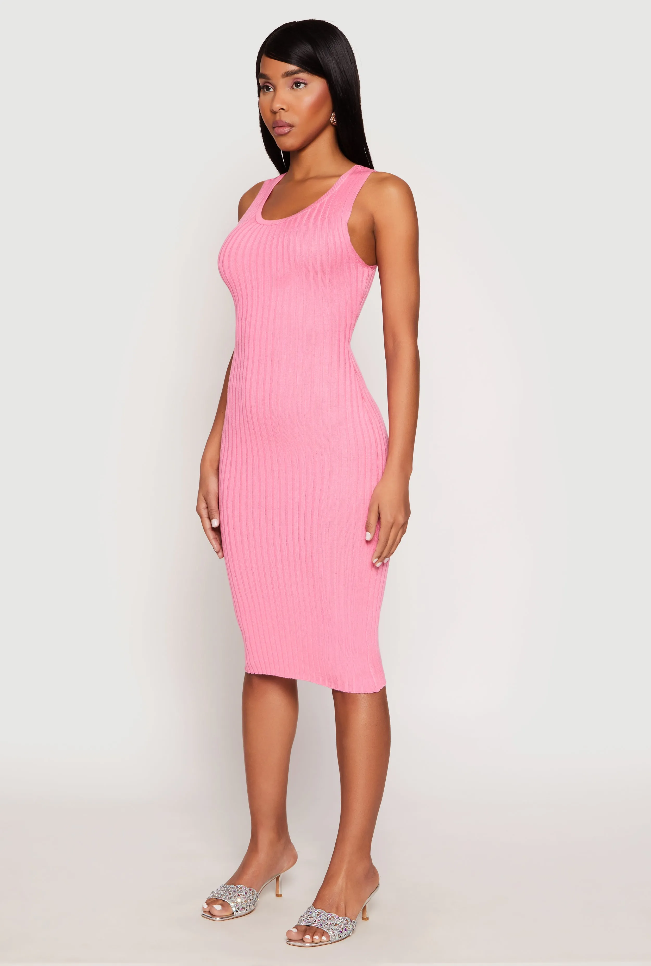 Ribbed Knit Scoop Neck Midi Dress sold by Rainbow product image thumbnail 3