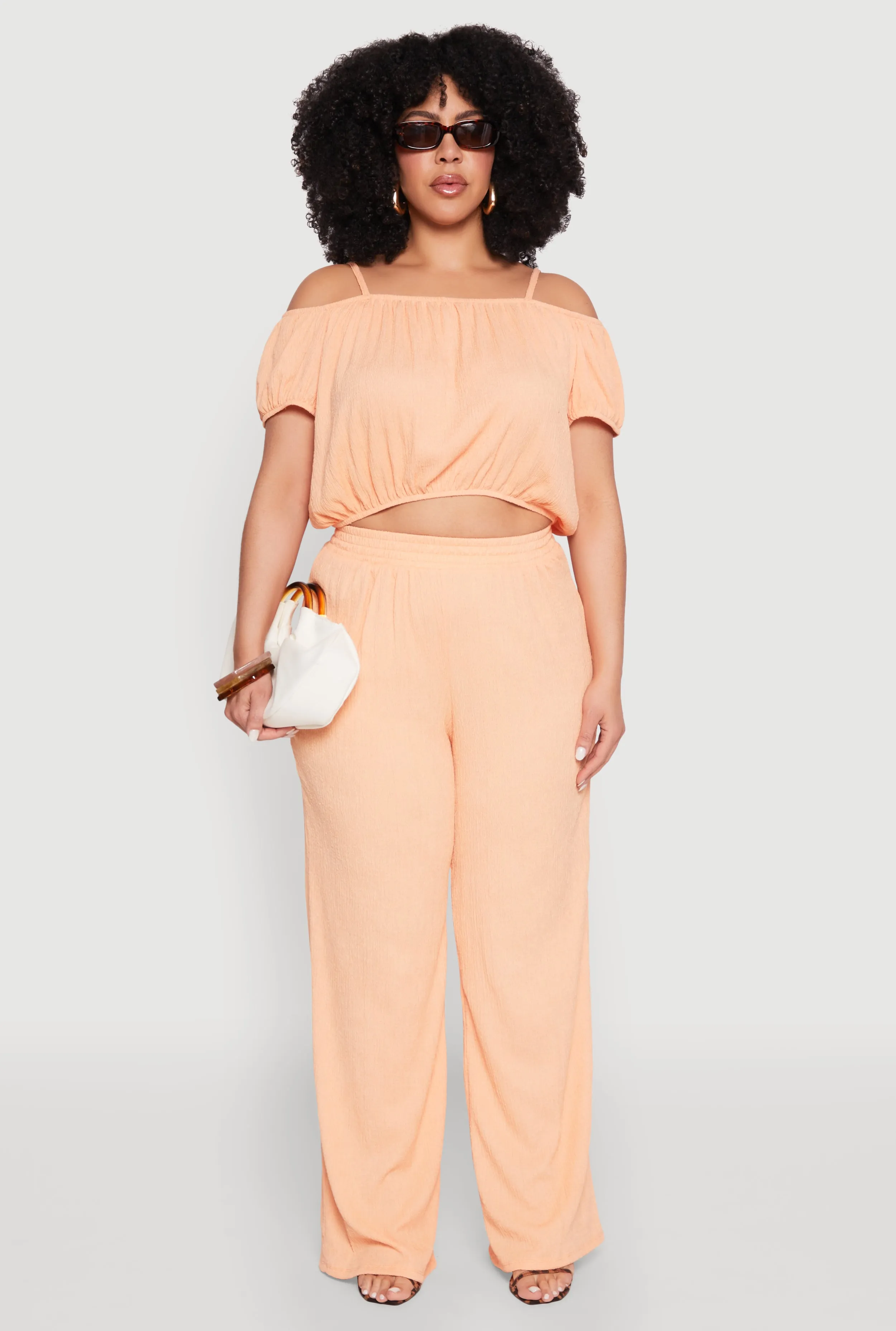 Plus Size Almost Famous Textured Knit Cold Shoulder Crop Top sold by Rainbow product image thumbnail 3