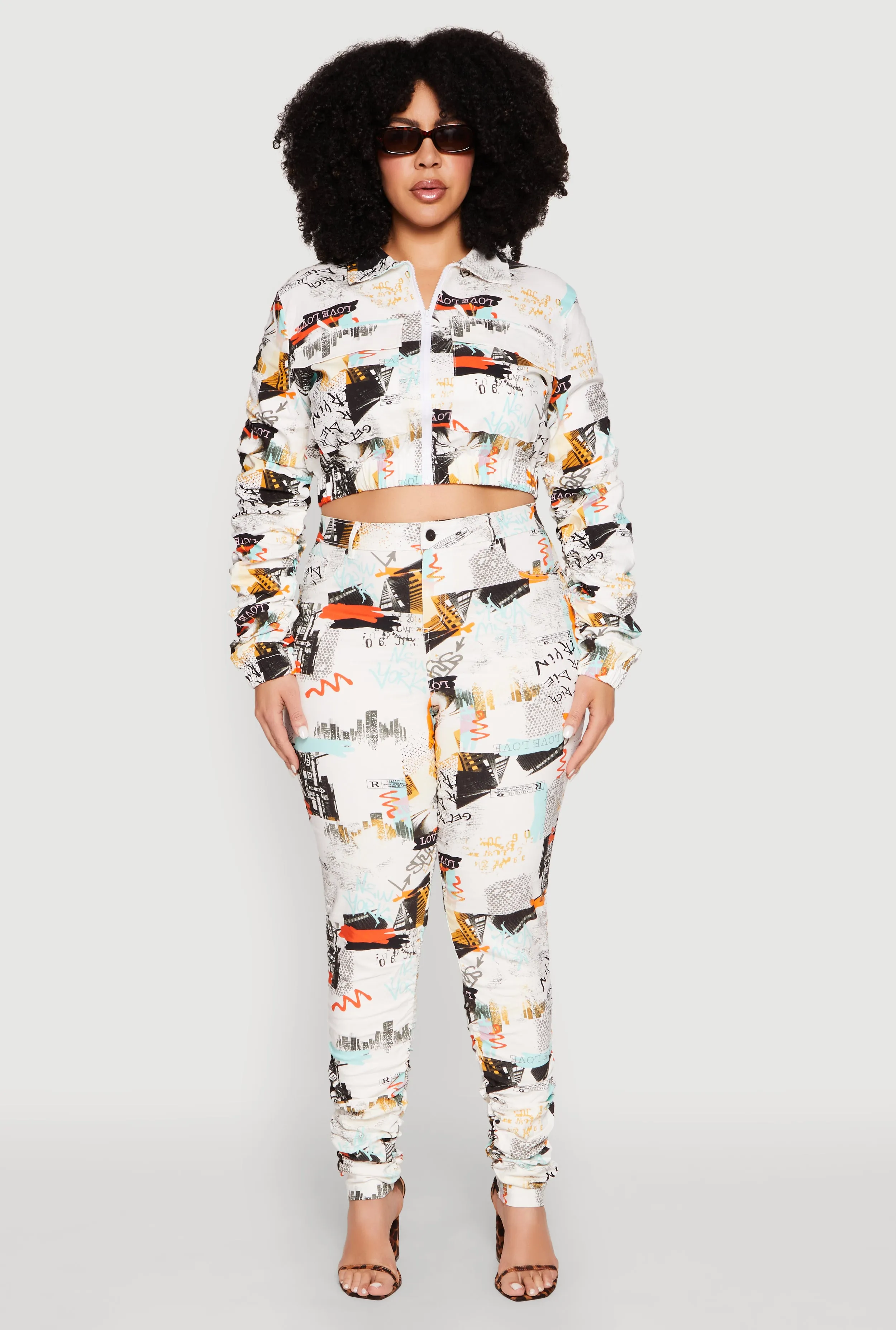 Plus Size Printed Pattern Stacked Pants sold by Rainbow