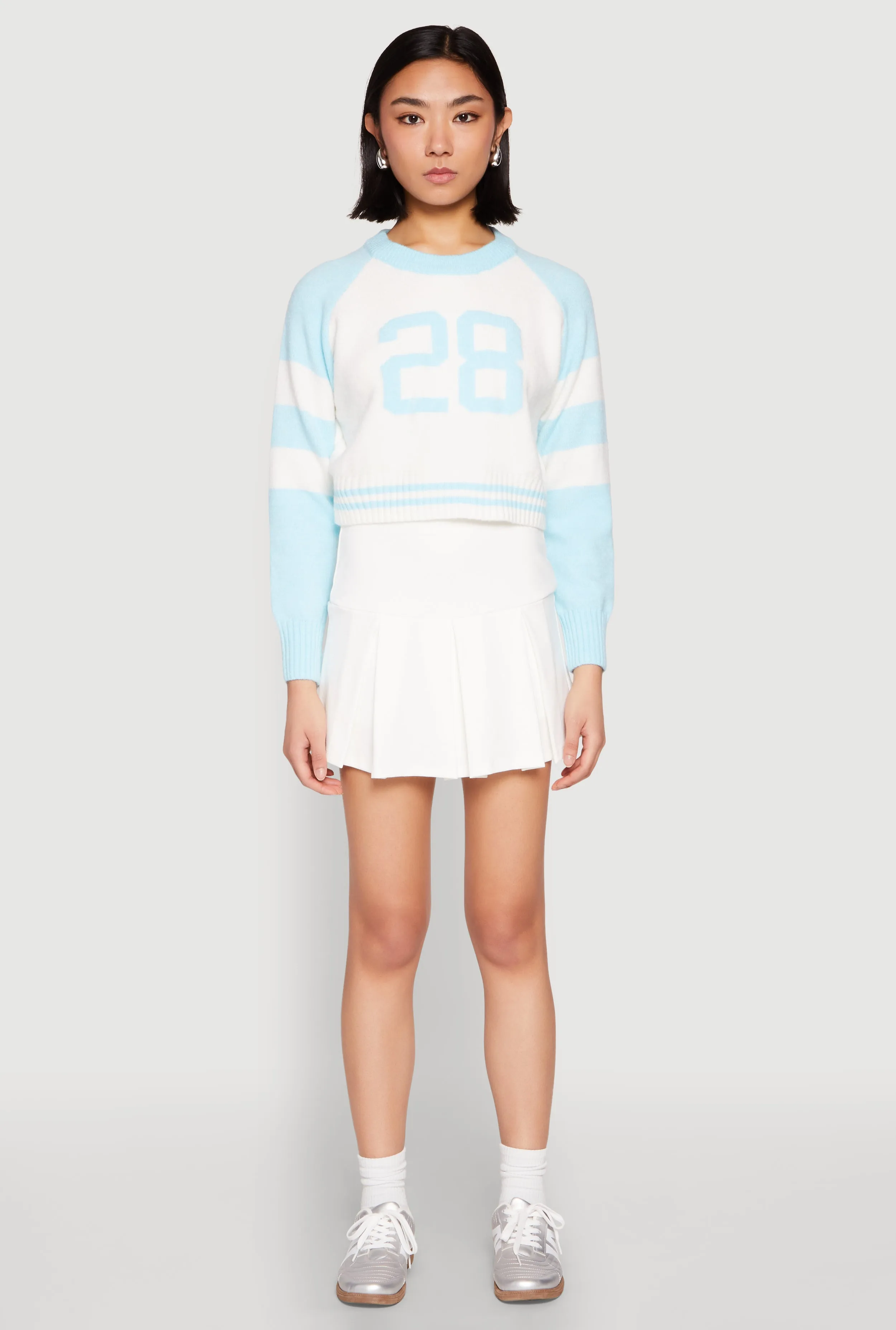 Daisy 28 Varsity Stripe Graphic Sweater sold by Rainbow