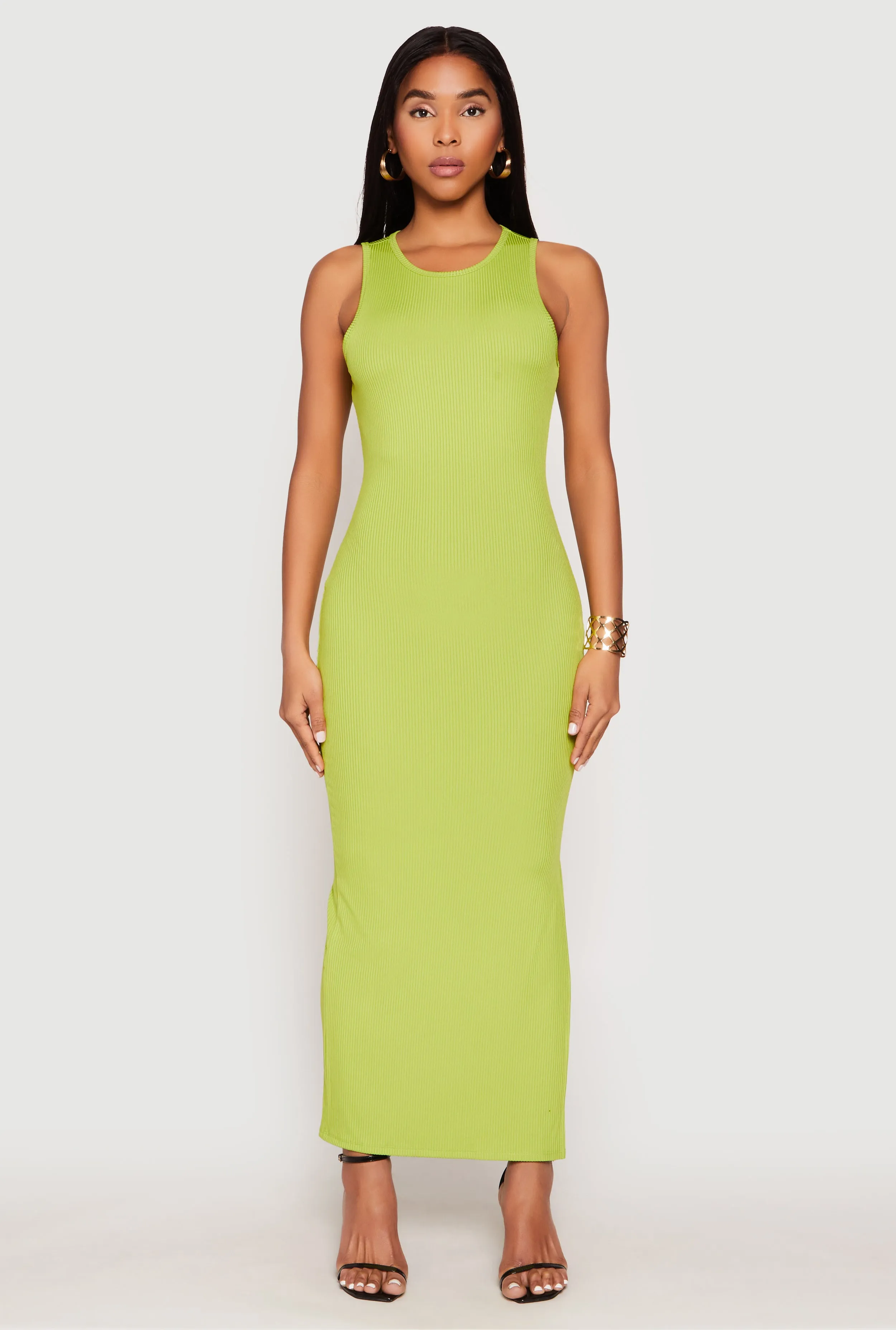 Ribbed Knit Side Slit Tank Maxi Dress sold by Rainbow