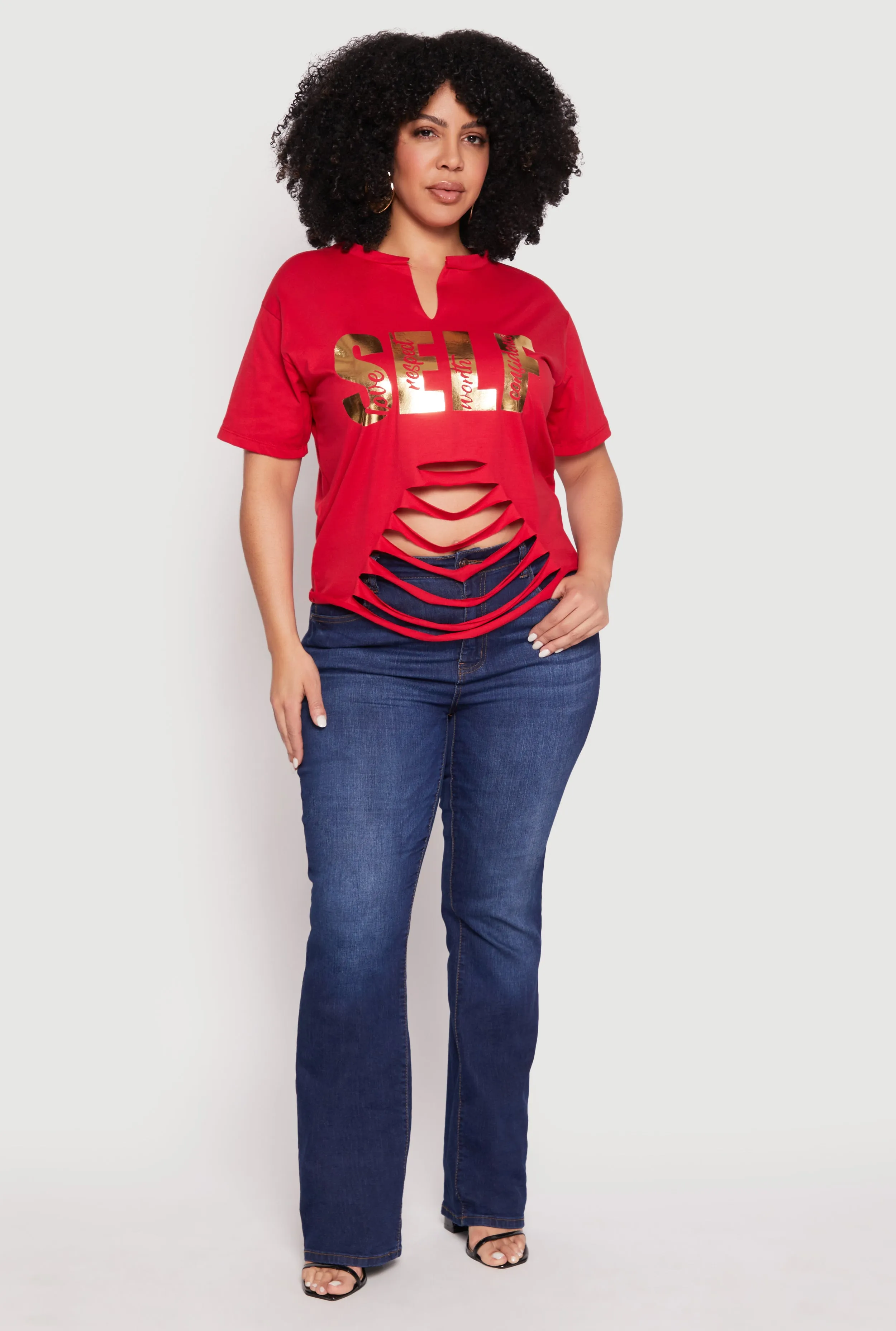 Plus Size Foil Screen Self Graphic Tee sold by Rainbow product image thumbnail 3