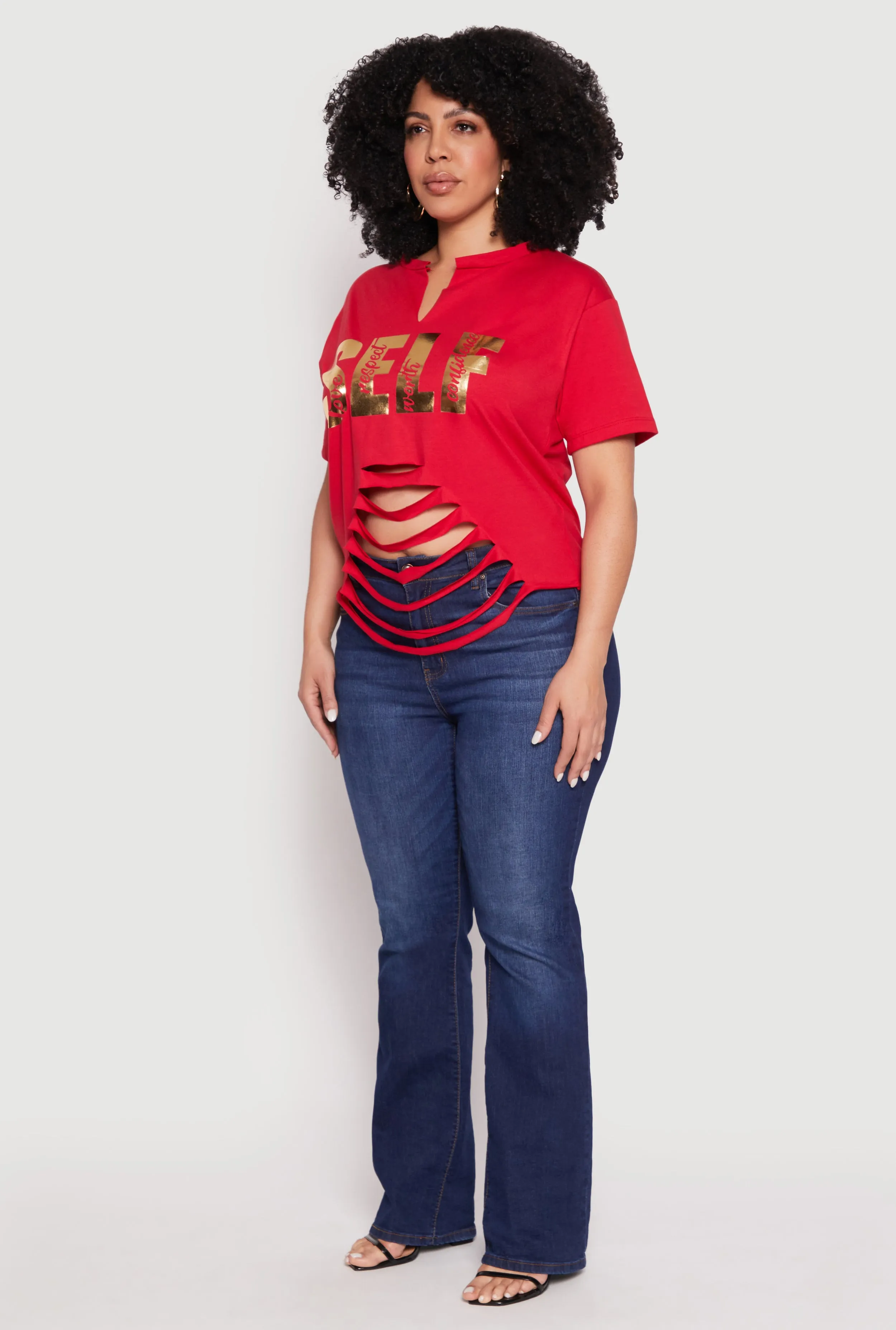Plus Size Foil Screen Self Graphic Tee sold by Rainbow product image thumbnail 5