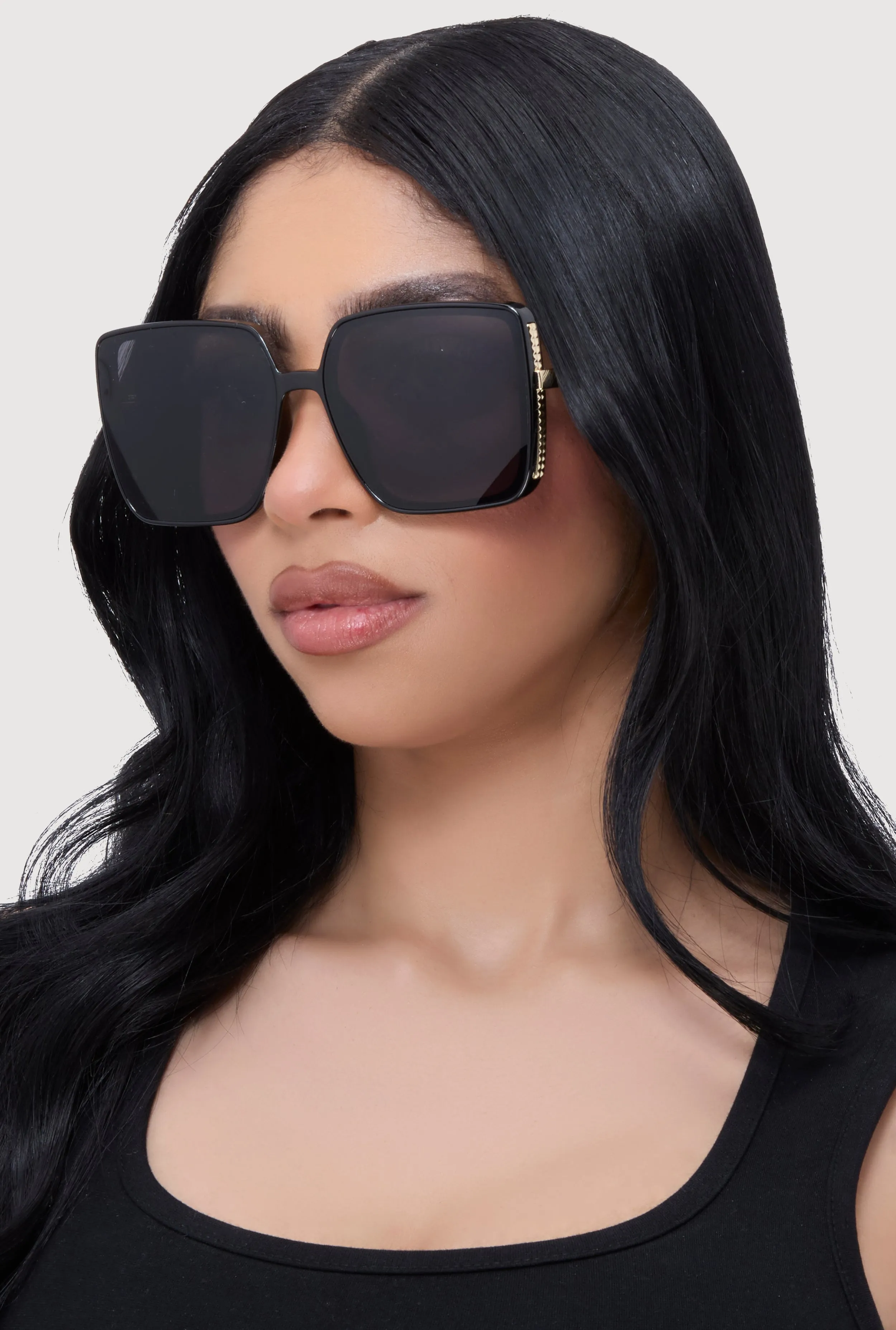 Studded Side Oversized Square Sunglasses sold by Rainbow product image thumbnail 2