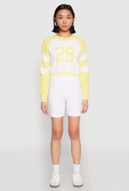 Daisy 28 Varsity Stripe Graphic Sweater sold by Rainbow