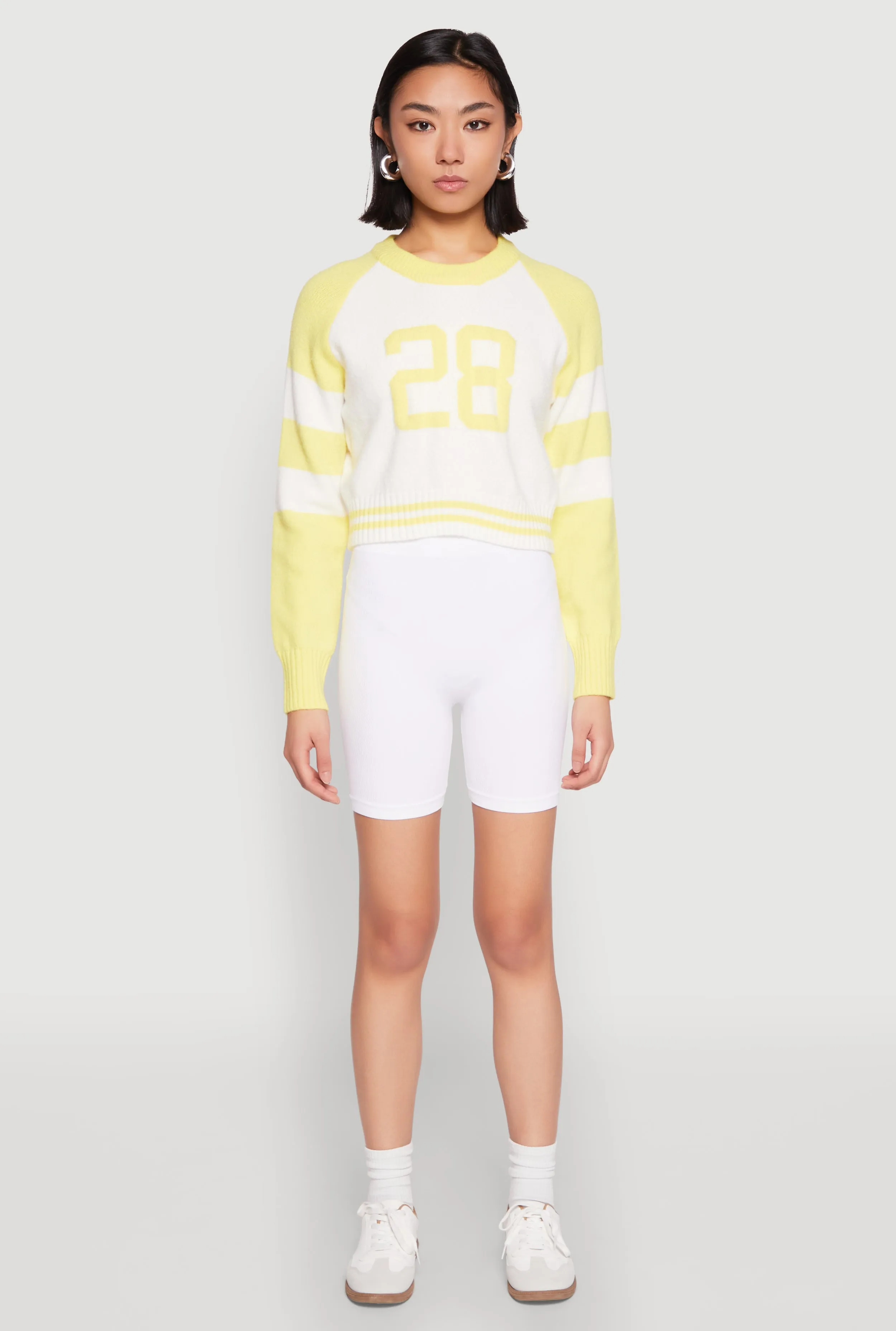 Daisy 28 Varsity Stripe Graphic Sweater sold by Rainbow