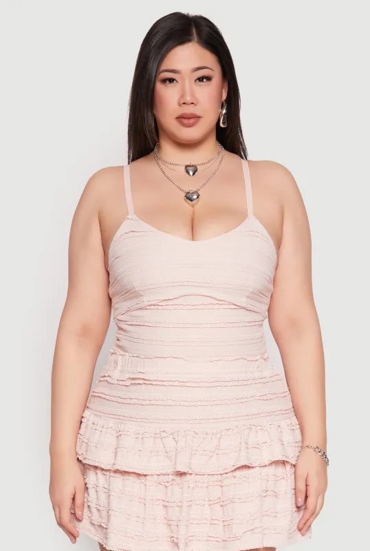 Plus Size Almost Famous Tiered Cropped Cami sold by Rainbow