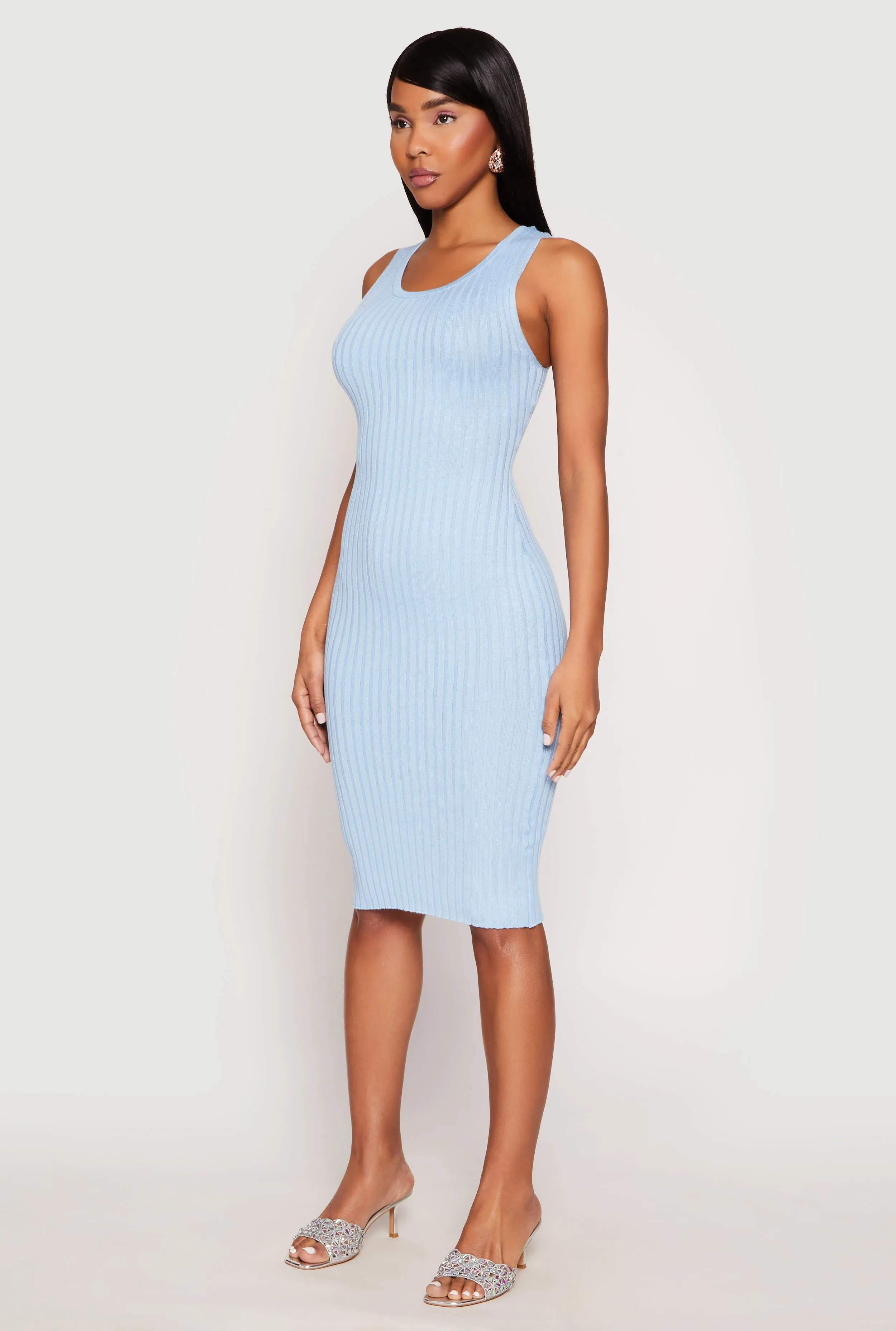 Ribbed Knit Scoop Neck Midi Dress sold by Rainbow product image thumbnail 3