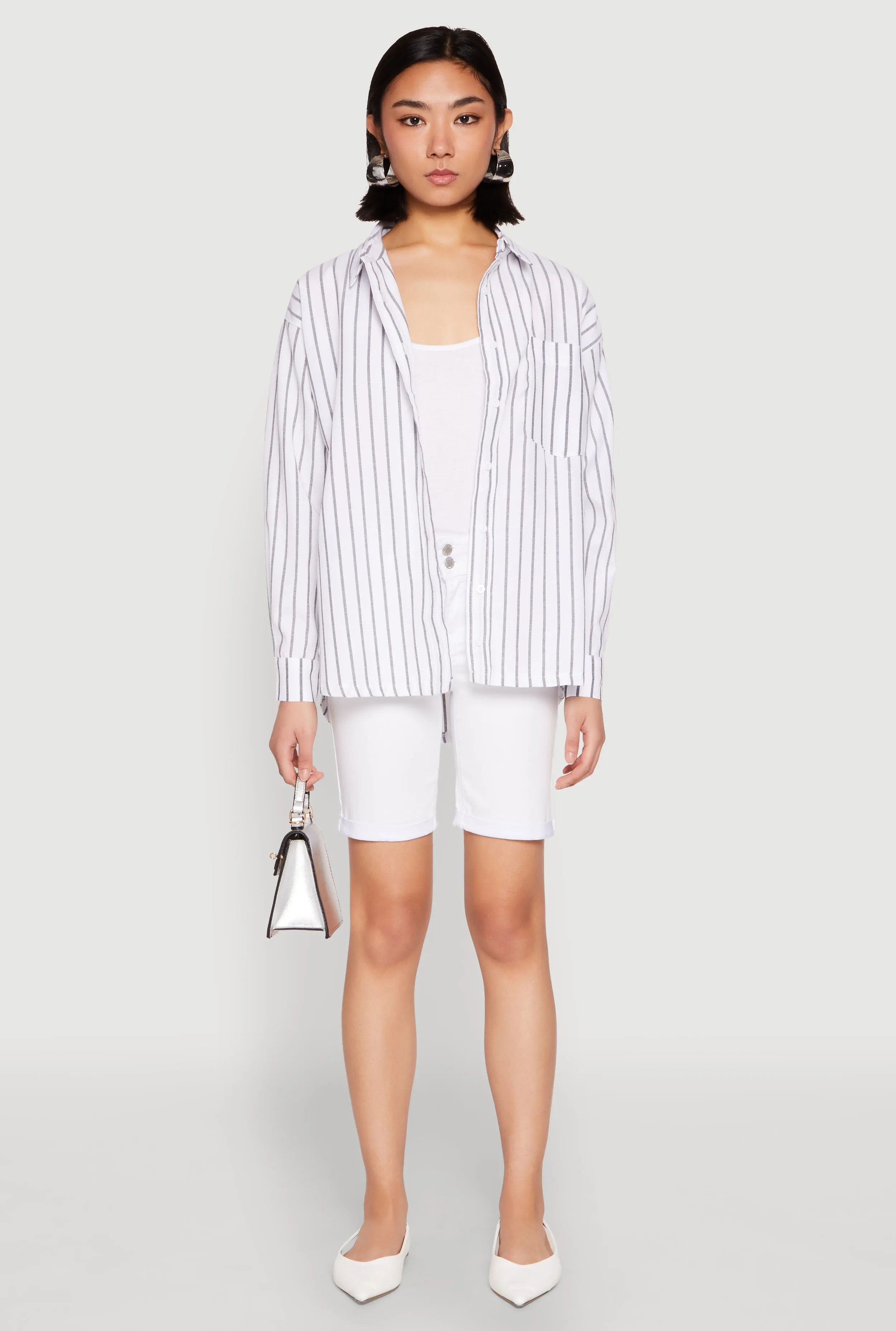 Iris Striped Linen Button Front Shirt sold by Rainbow