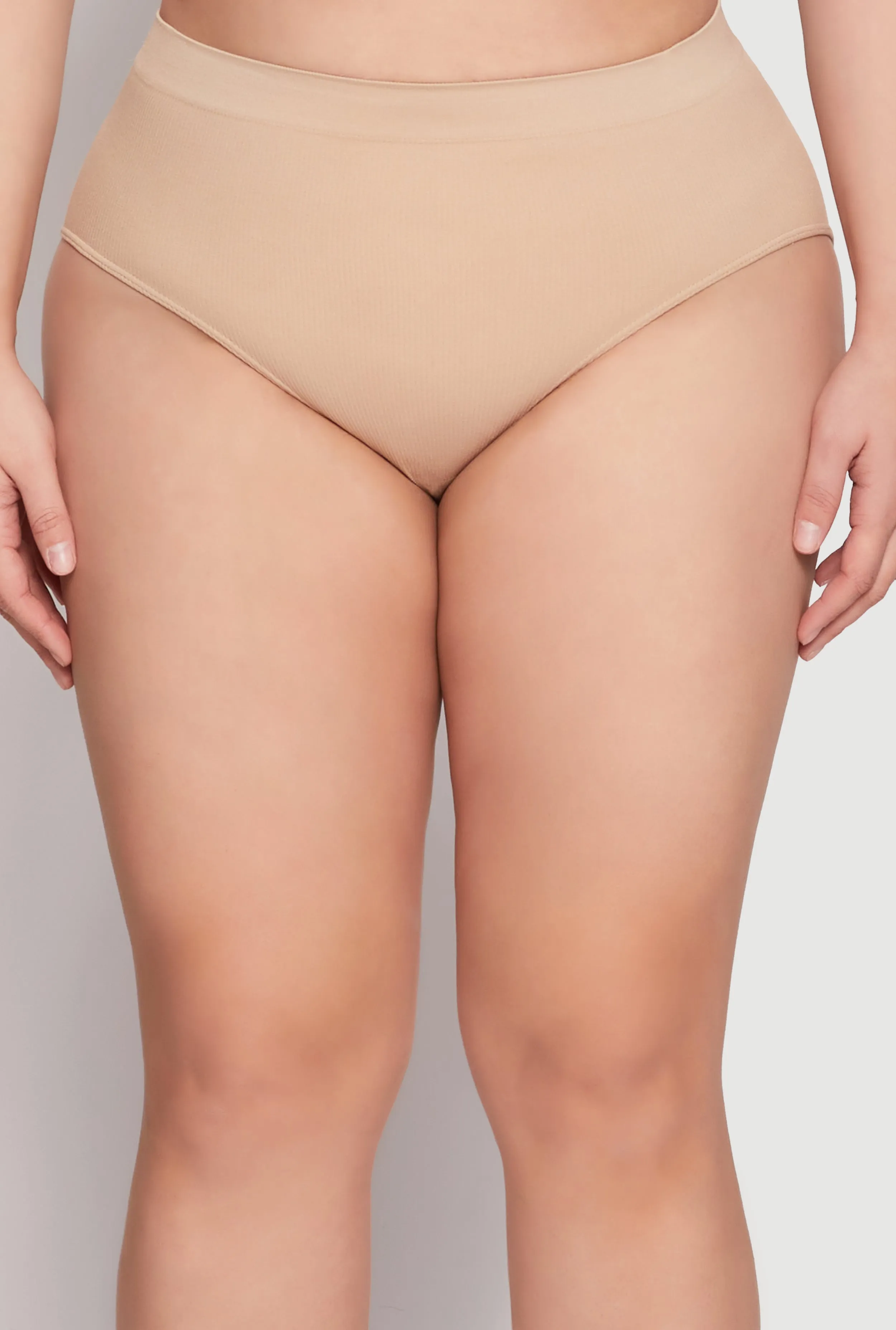 Plus Size Seamless Ribbed Knit Hipster Panty sold by Rainbow