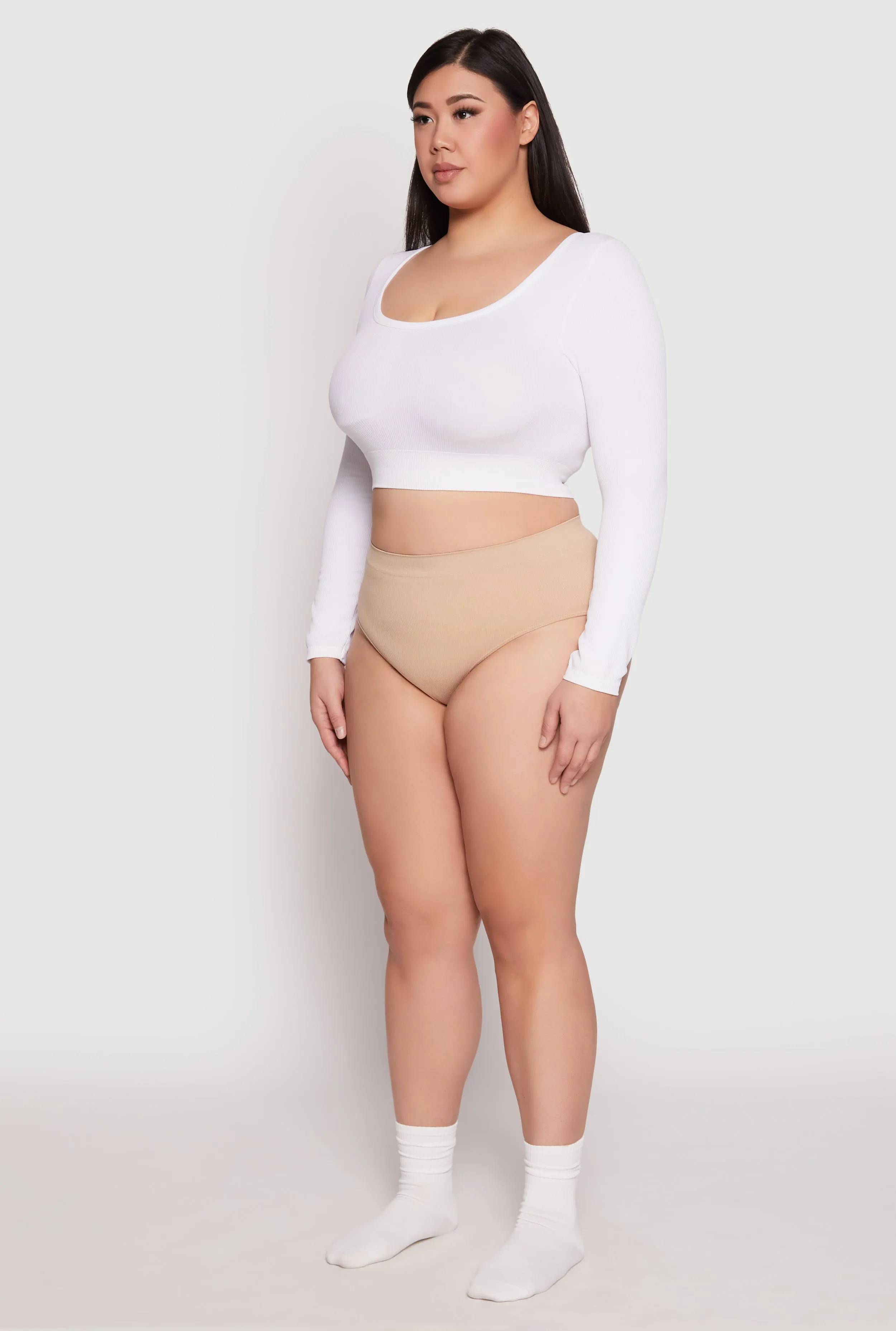 Plus Size Seamless Ribbed Knit Hipster Panty sold by Rainbow product image thumbnail 3